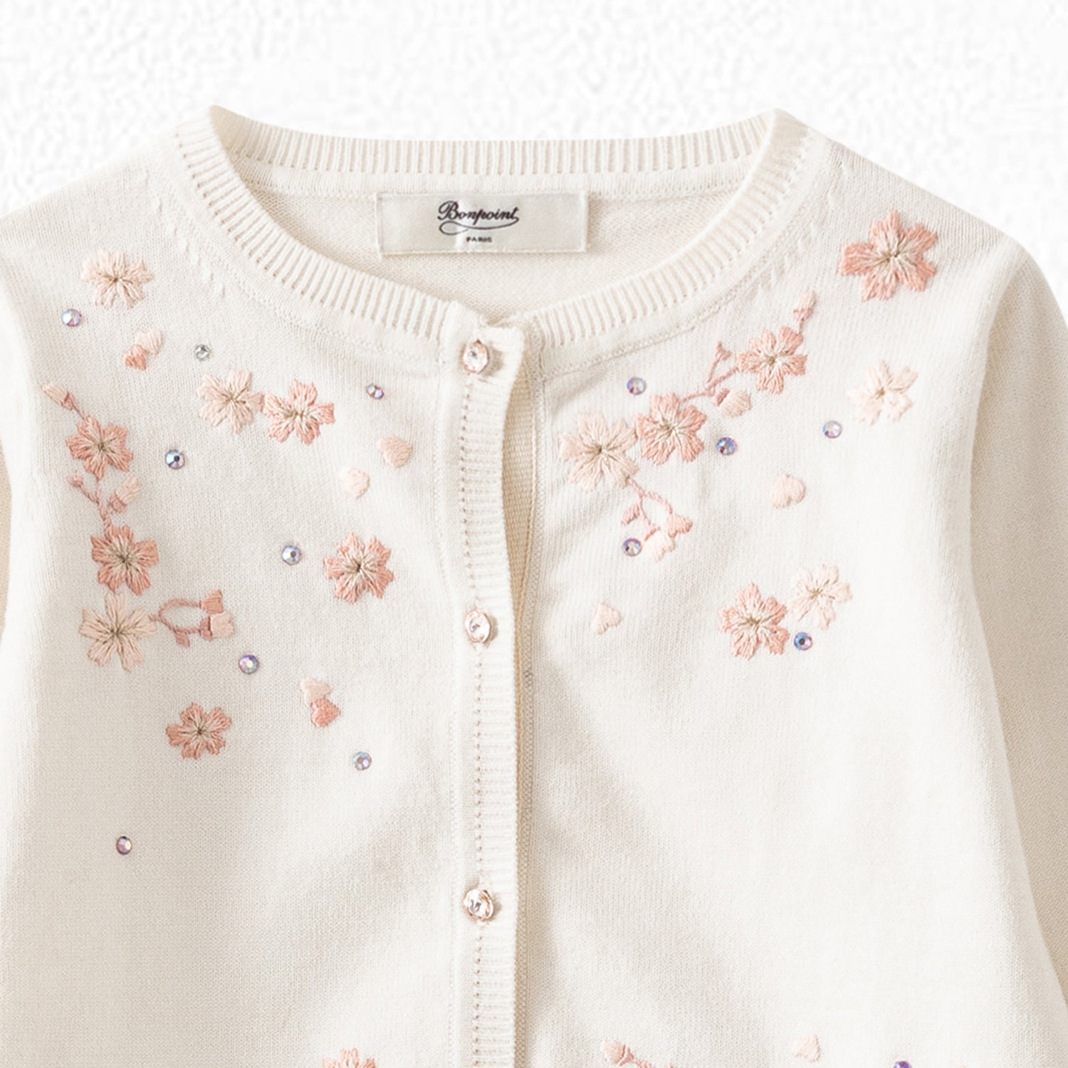Girls White Embroidered Cotton Cardigan