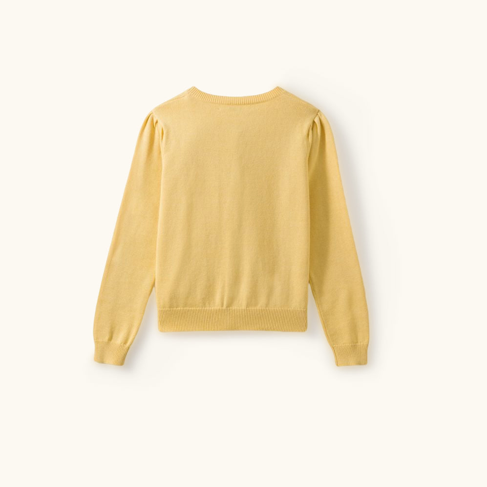 Girls Yellow Logo Cotton Cardigan
