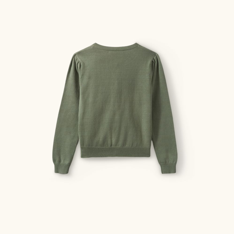 Girls Dark Green Logo Cotton Cardigan