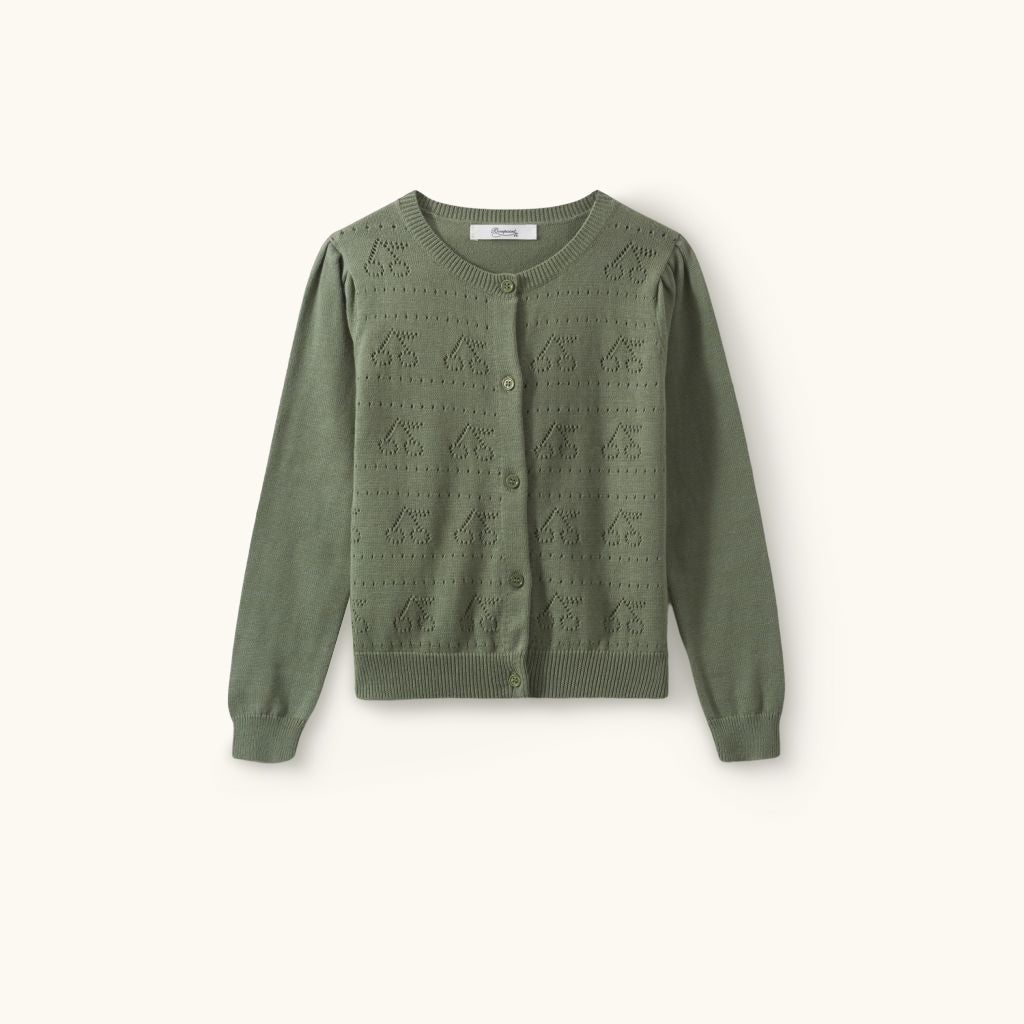 Girls Dark Green Logo Cotton Cardigan