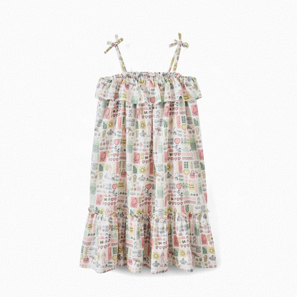 Girls Pink Painted Cotton Dress