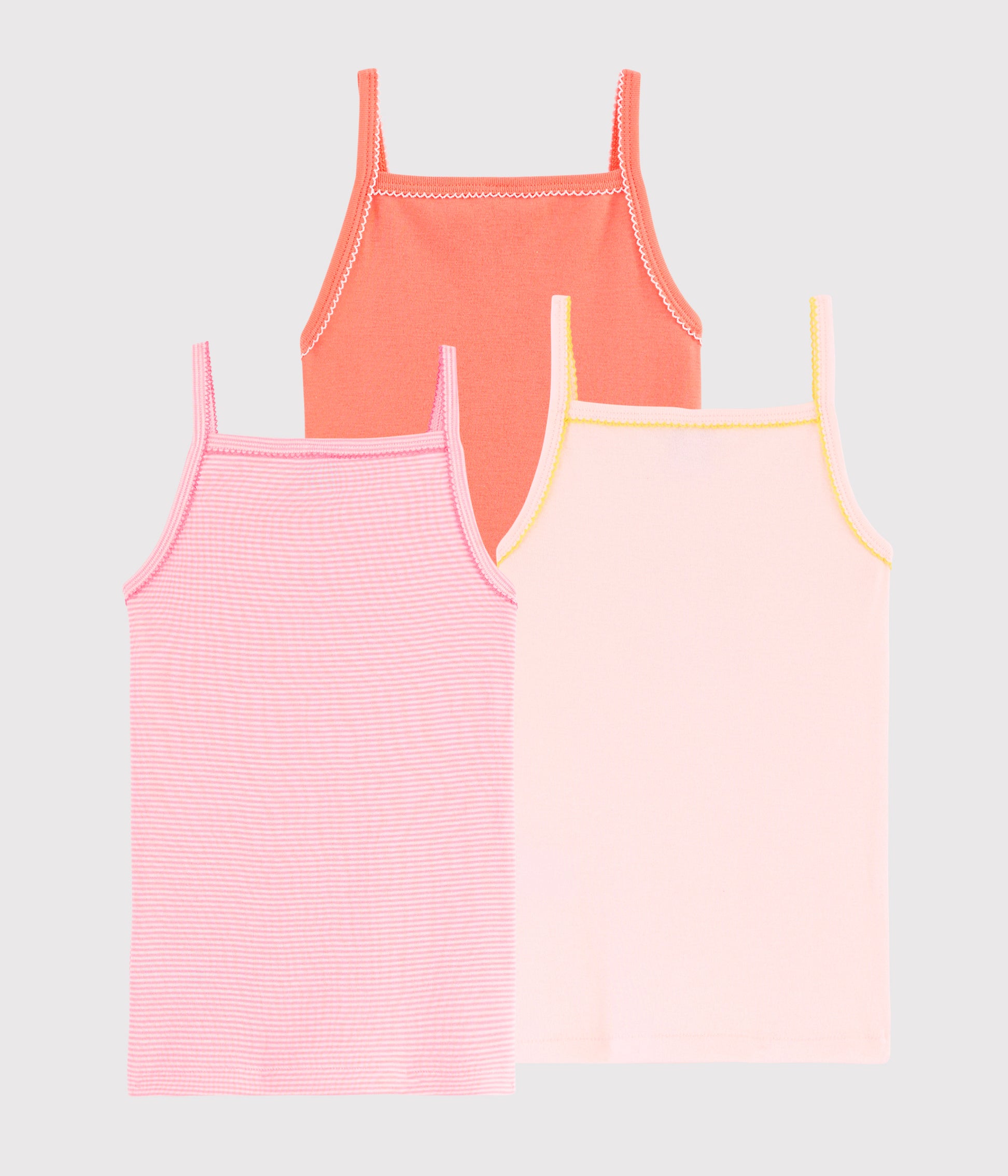 Girls Multicolor Cotton Vest Sets (3 Pieces)