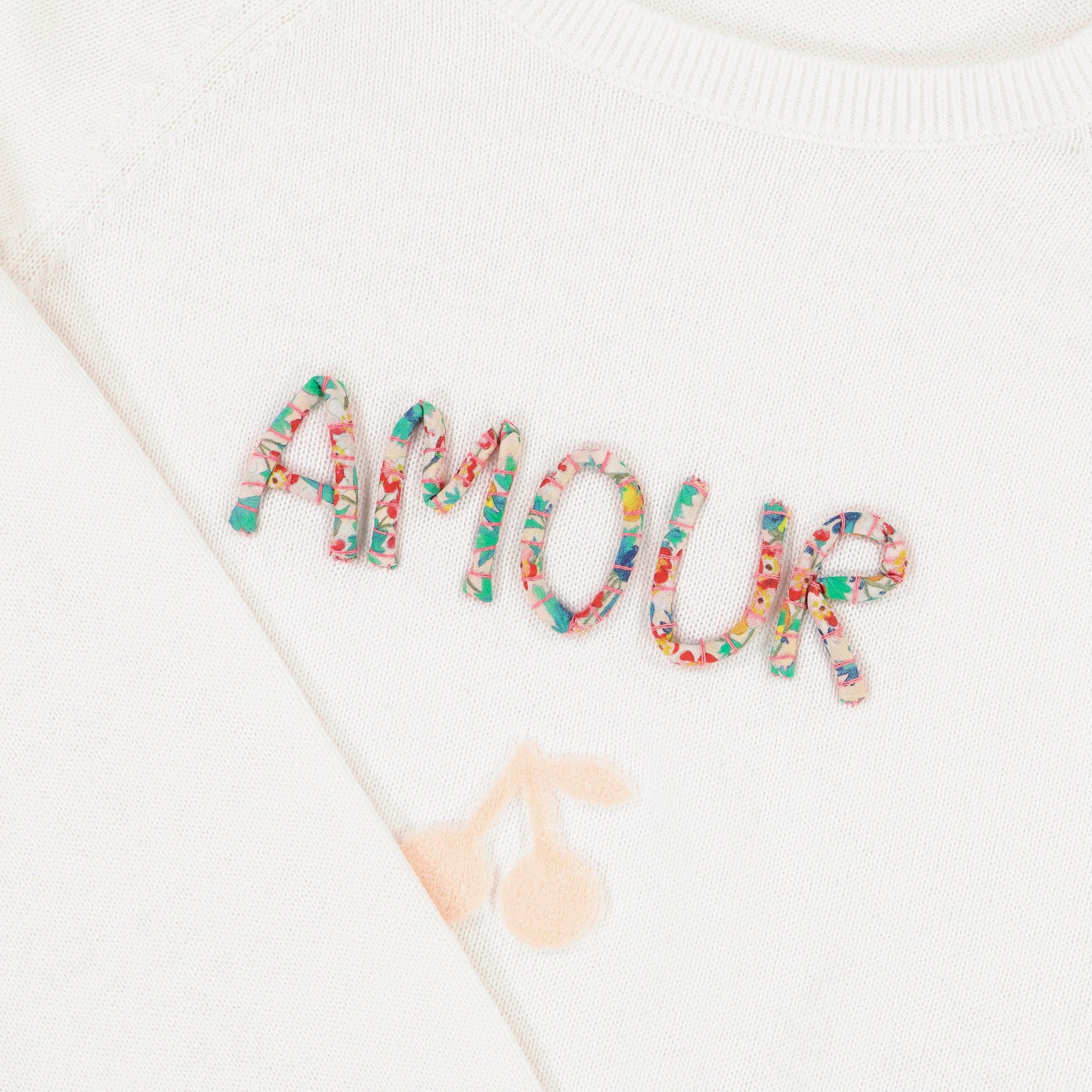 Girls White Logo Cotton Sweater