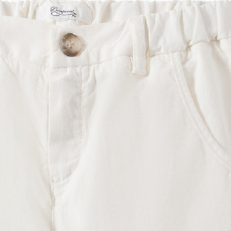 Girls White Cotton Trousers