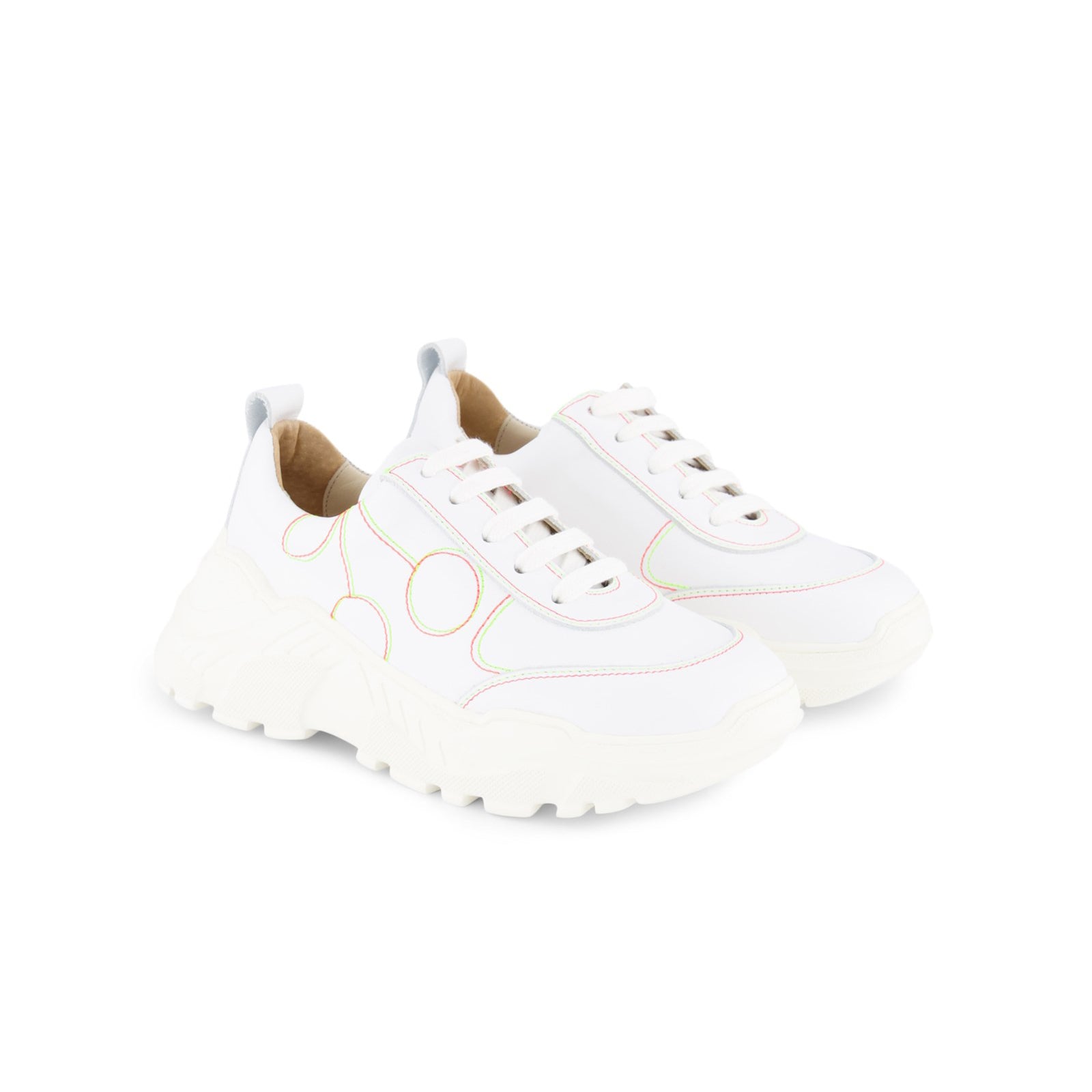 Girls White Logo Bovine Leather Shoes