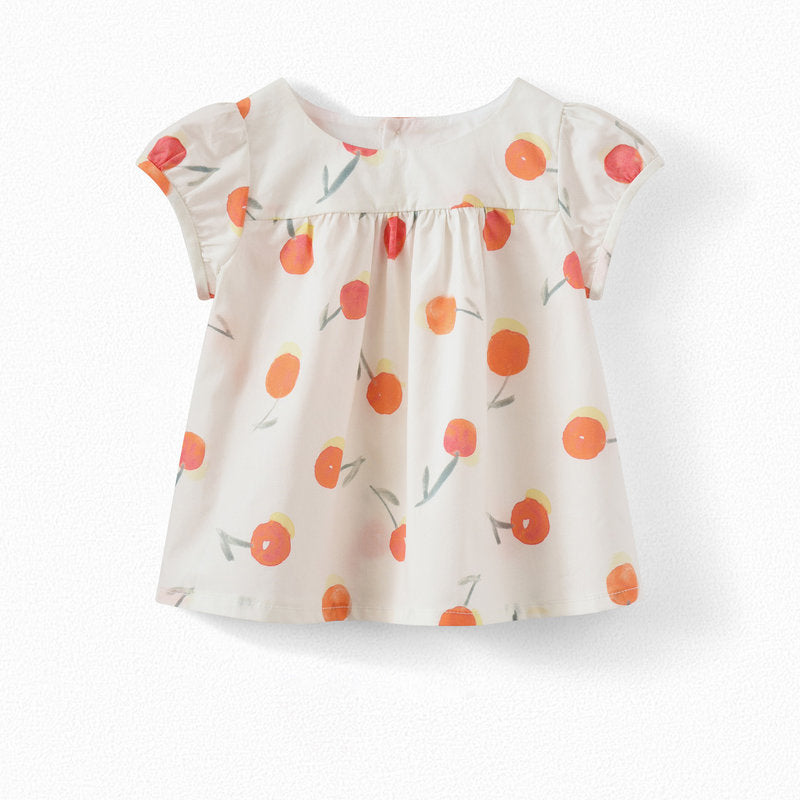 Baby Girls White Cherry Cotton Top
