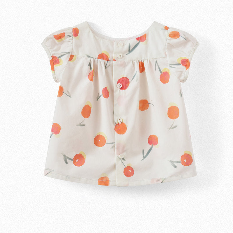 Baby Girls White Cherry Cotton Top