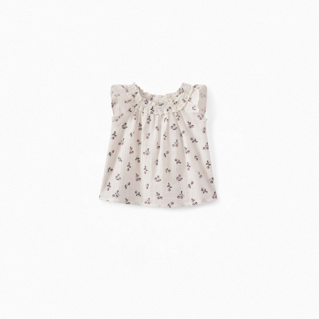 Baby Girls Light Pink Cherry Cotton Top