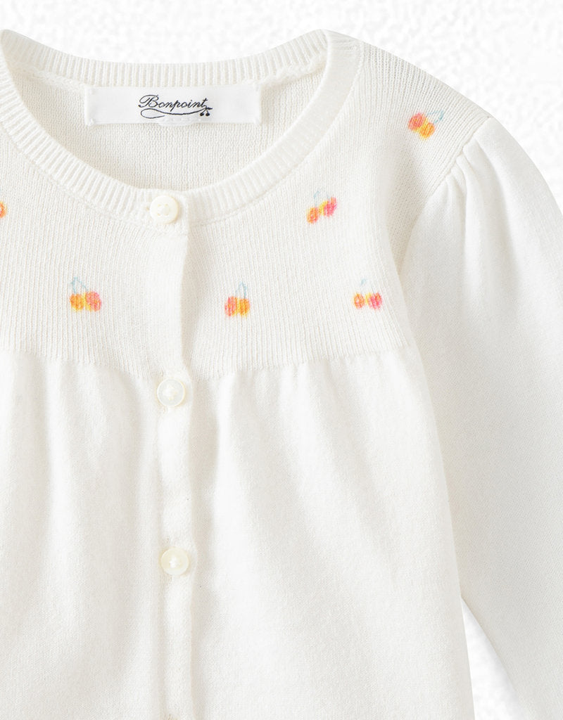 Baby Girls White Cotton Cardigan