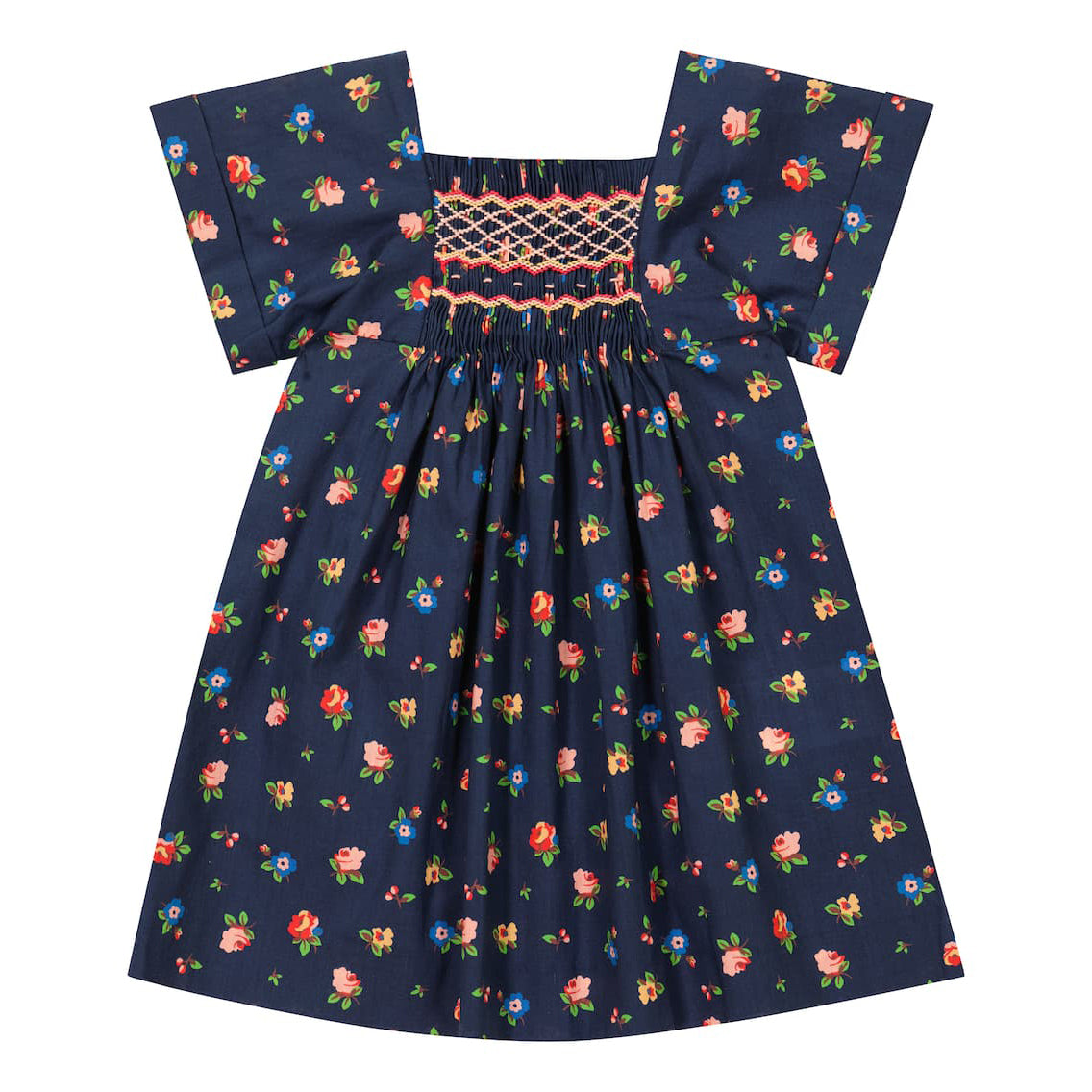 Baby Girls Navy Floral Cotton Dress