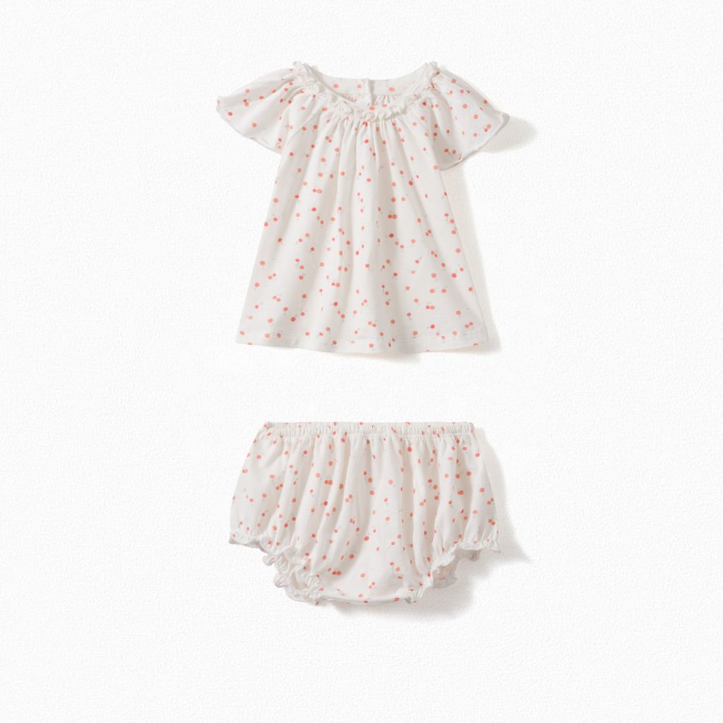 Baby Girls White Cherry Cotton Set