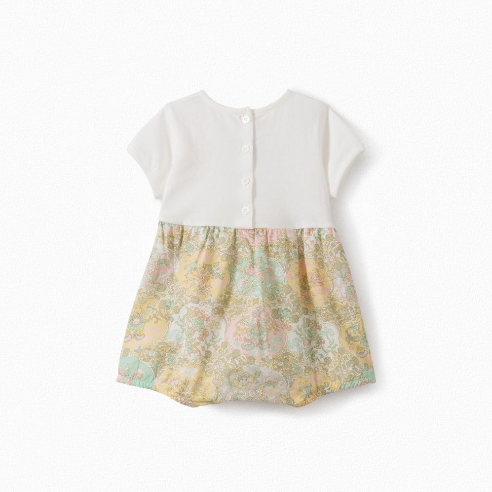 Baby Girls White Cotton Babysuit
