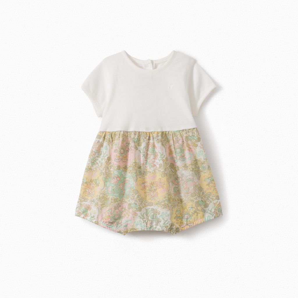 Baby Girls White Cotton Babysuit