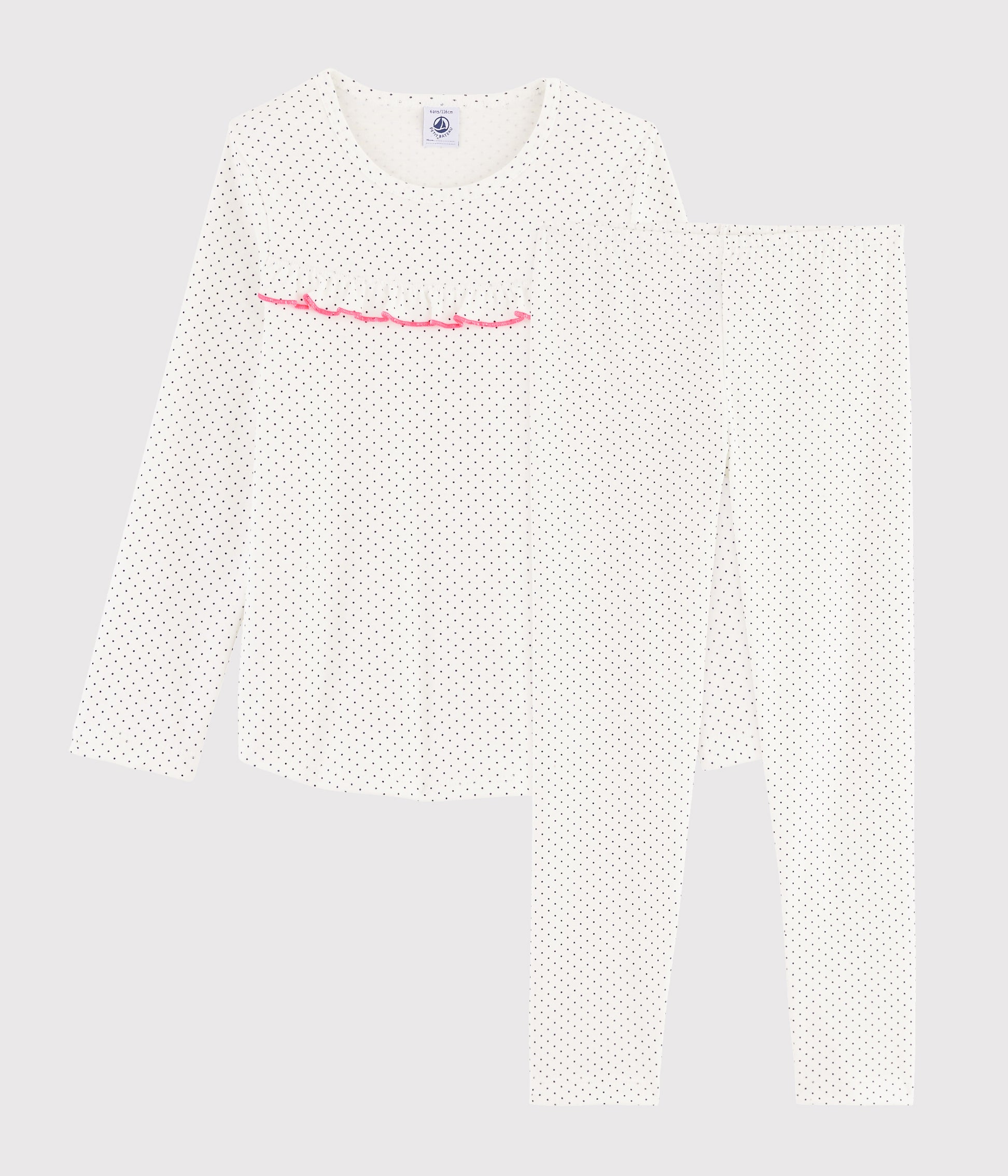 Girls White Cotton Dots Nightwear Sets