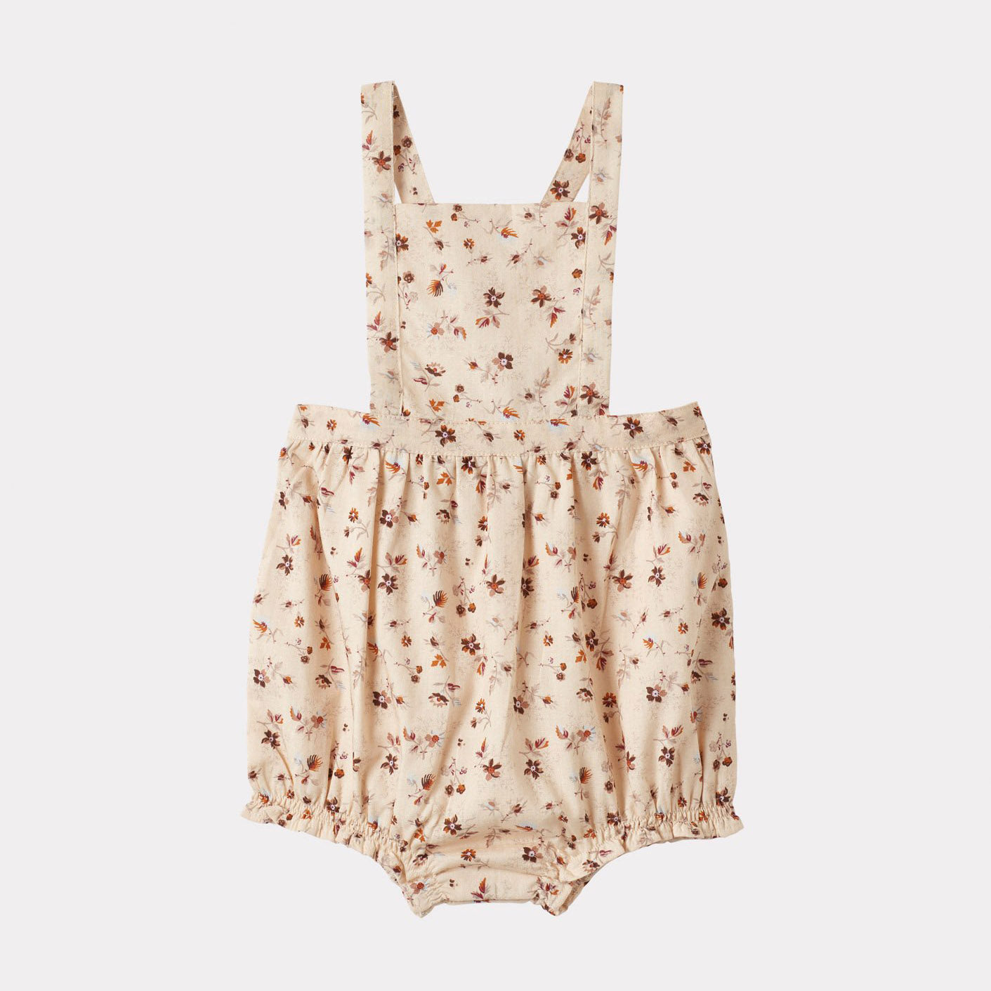 Baby Girls Beige Floral Cotton Babysuit