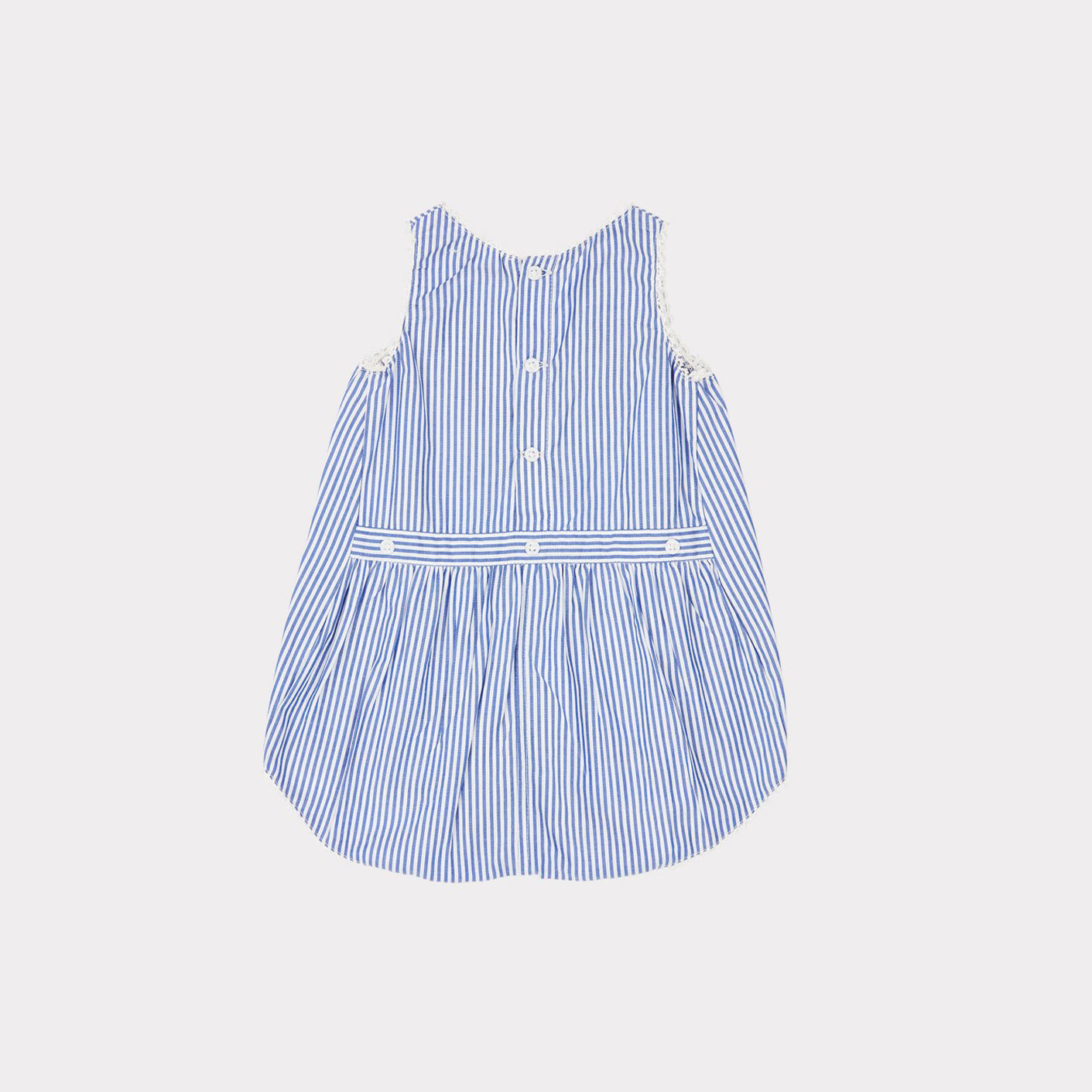 Baby Girls Blue Stripes Cotton Babysuit
