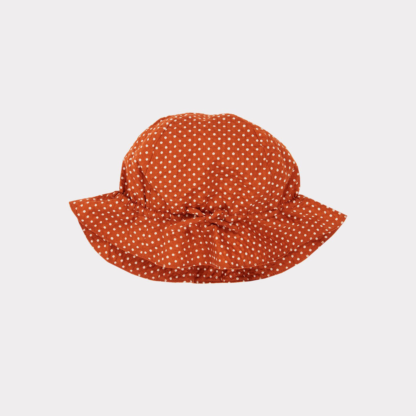 Baby Girls Rust Dots Cotton Sunhat