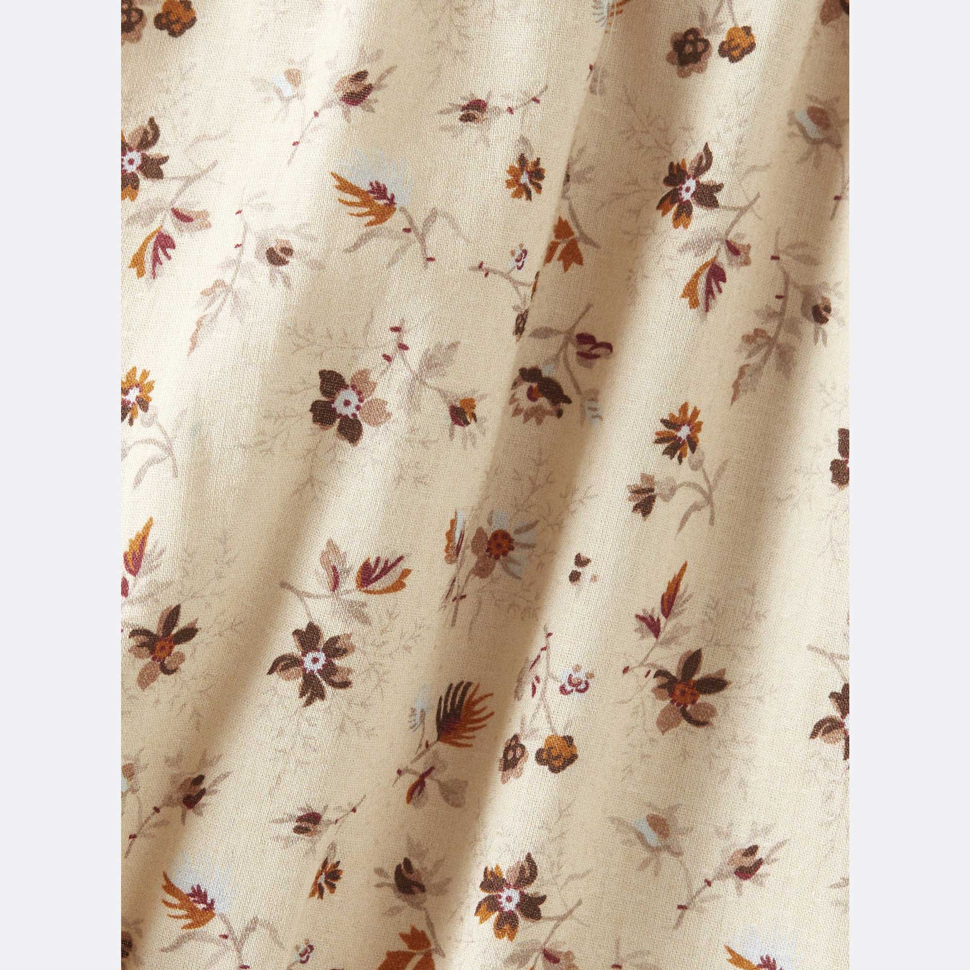 Girls Beige Floral Cotton Dress