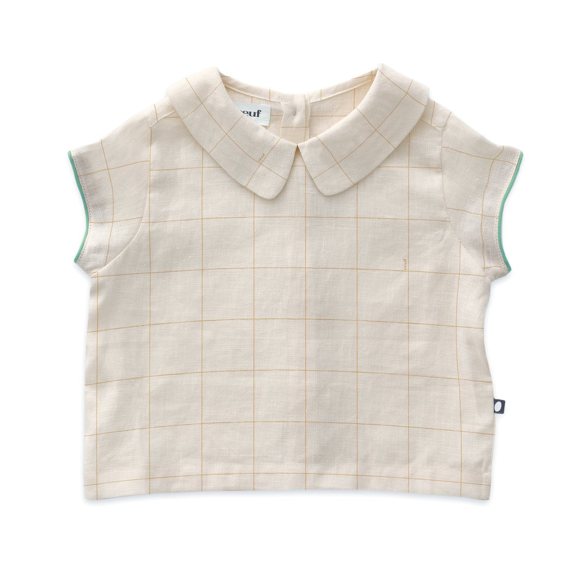 Girls White Check Linen Top