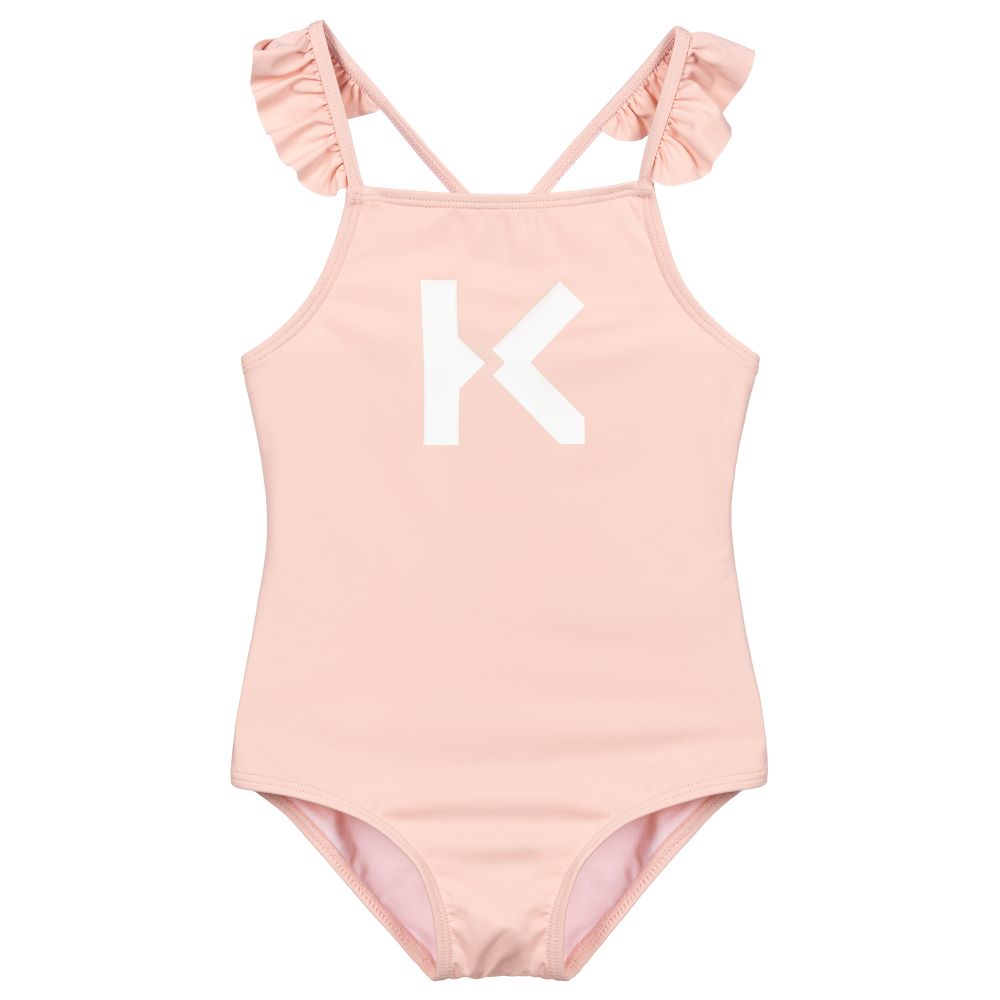 Girls Pink Logo Swimsuit