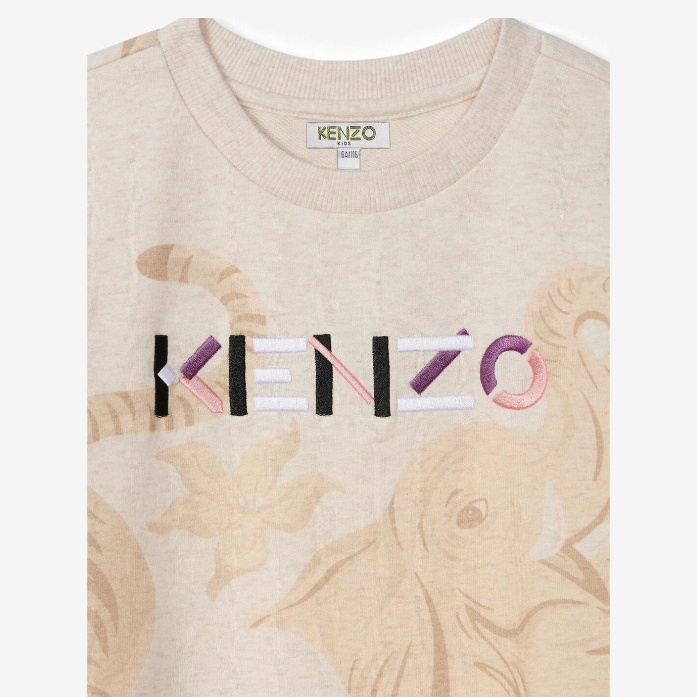 Girls Beige Logo Cotton Dress