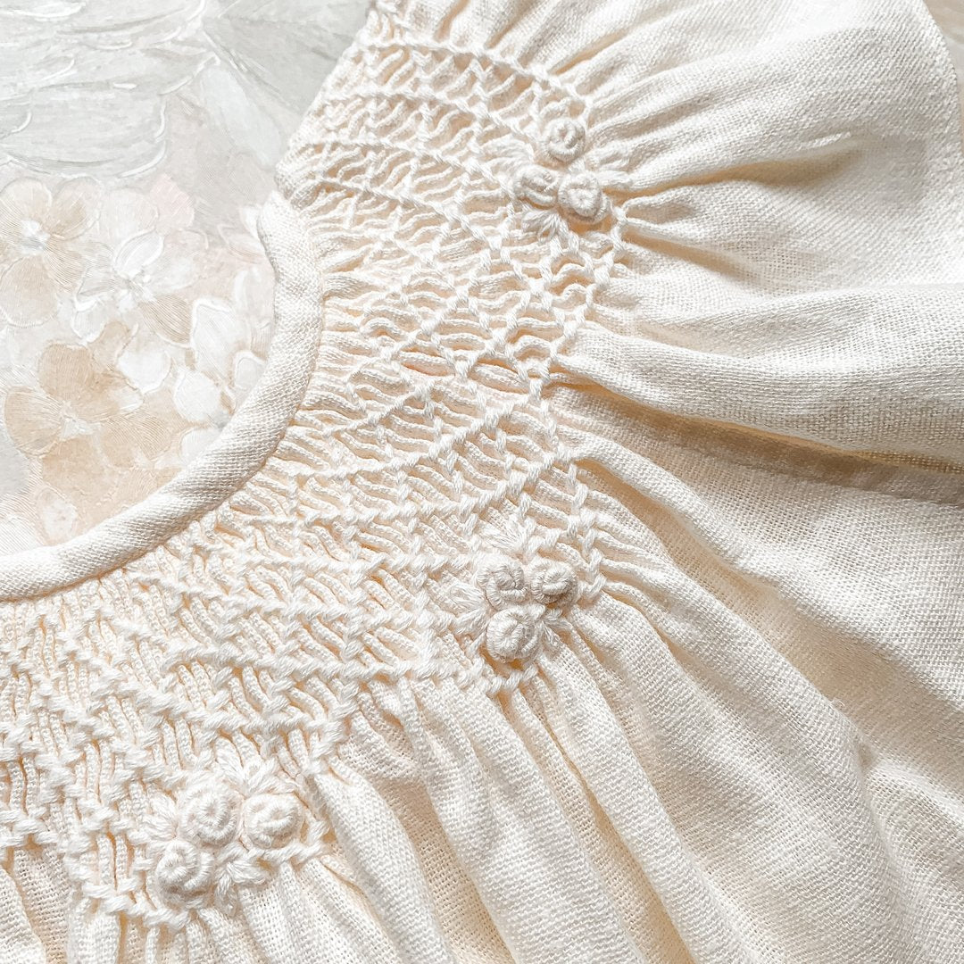 Girls White Linen Dress