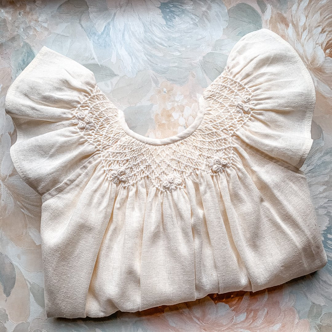 Girls White Linen Dress