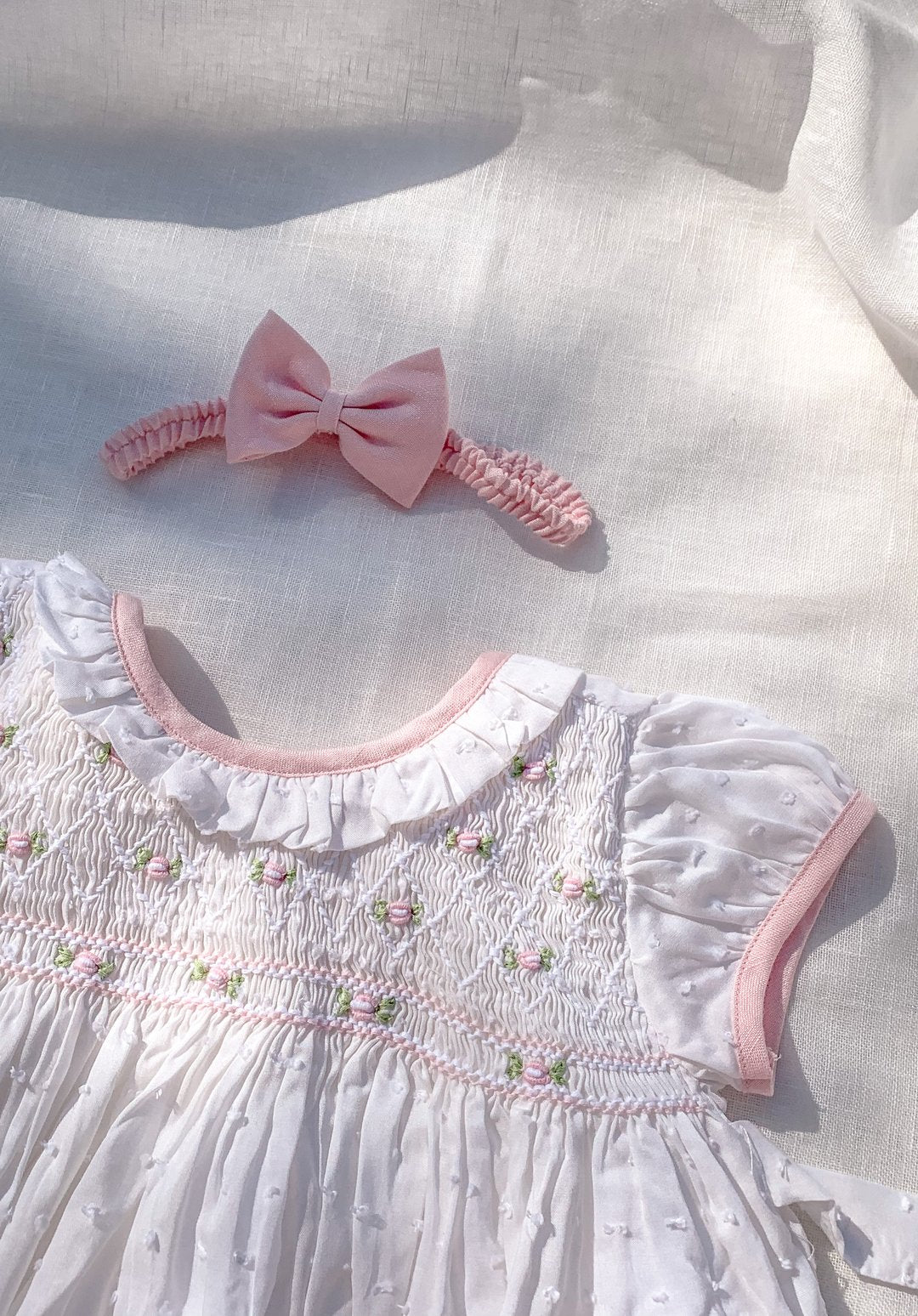 Girls White Embroidered Cotton Dress