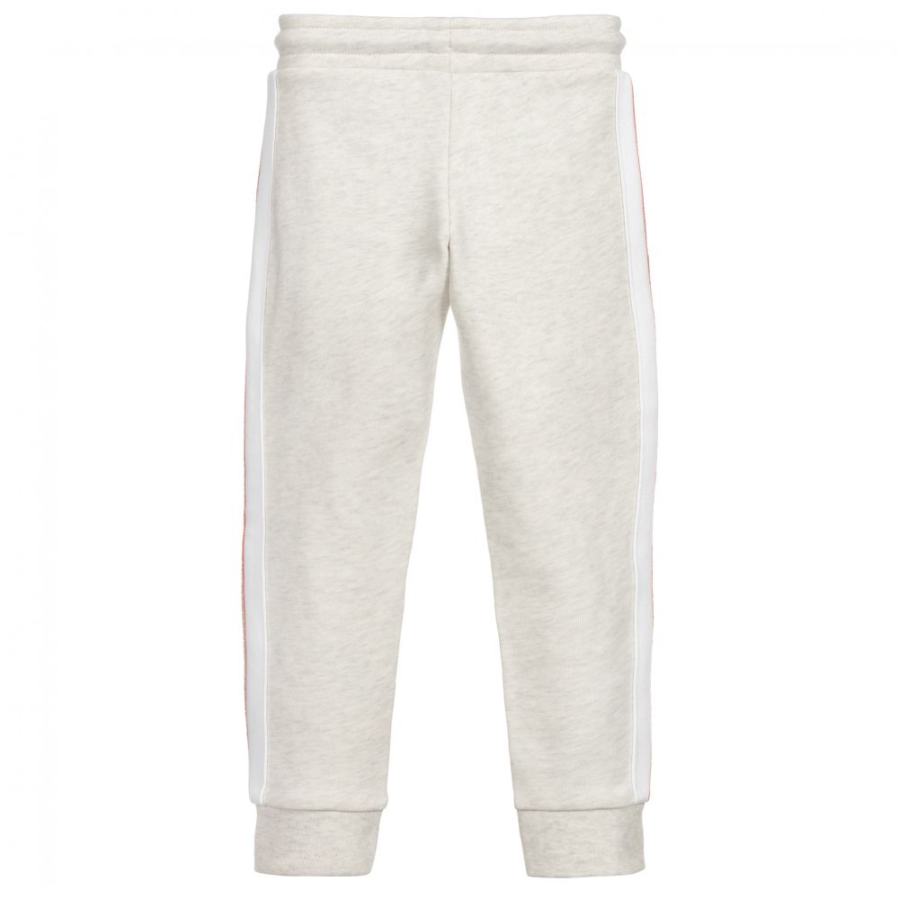 Girls Grey Logo Cotton Trousers