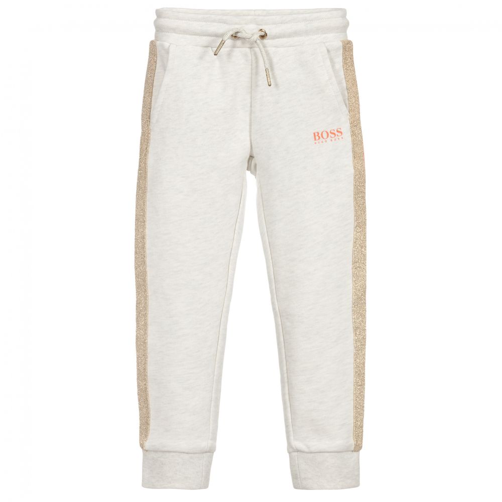 Girls Grey Logo Cotton Trousers