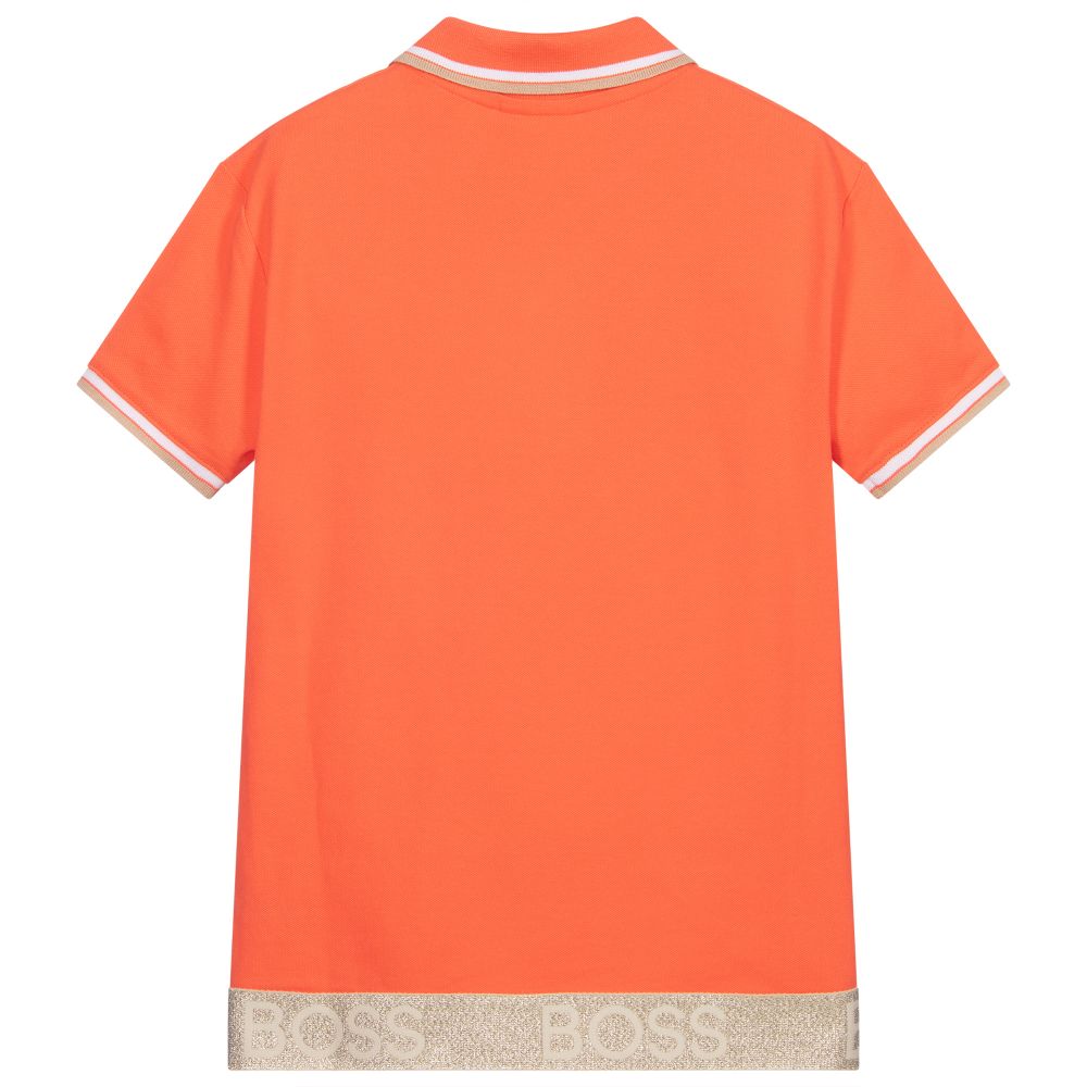 Girls Red Logo Cotton Polo Shirt