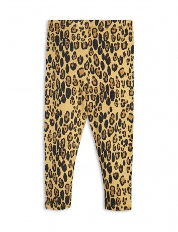 Girls Beige Basic Leopard Leggings