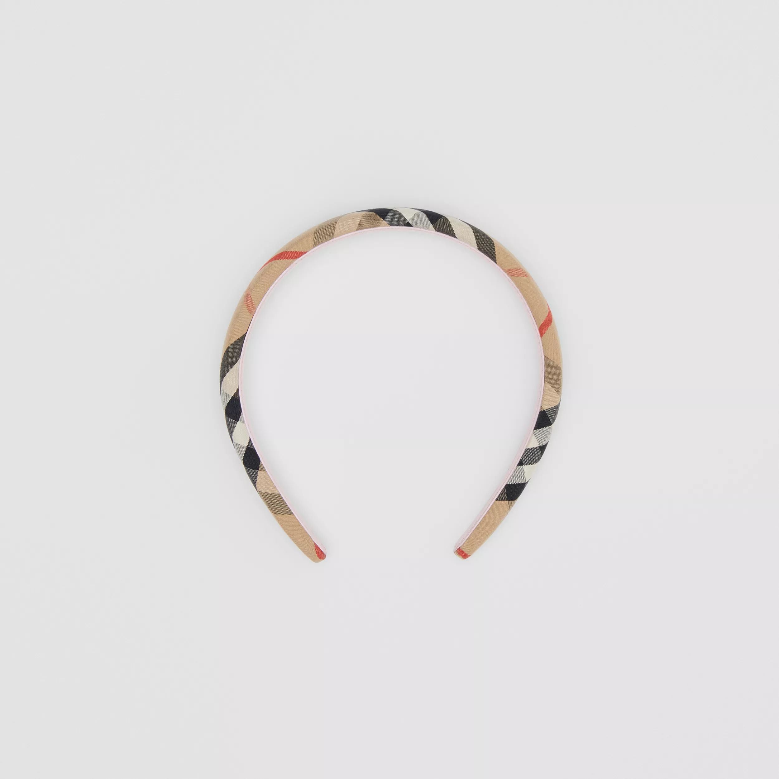 Girls Beige Check Headband