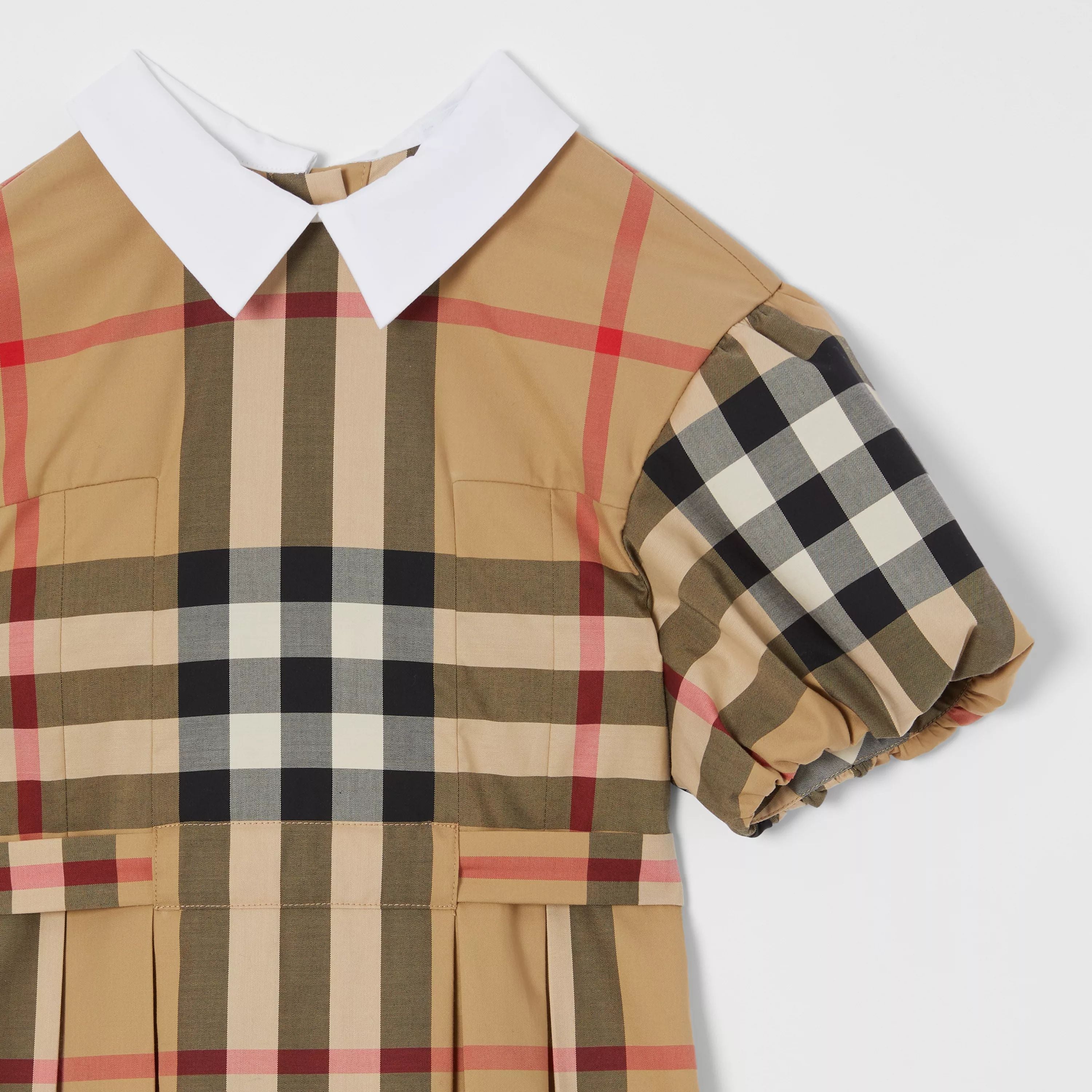 Girls Beige Check Cotton Dress
