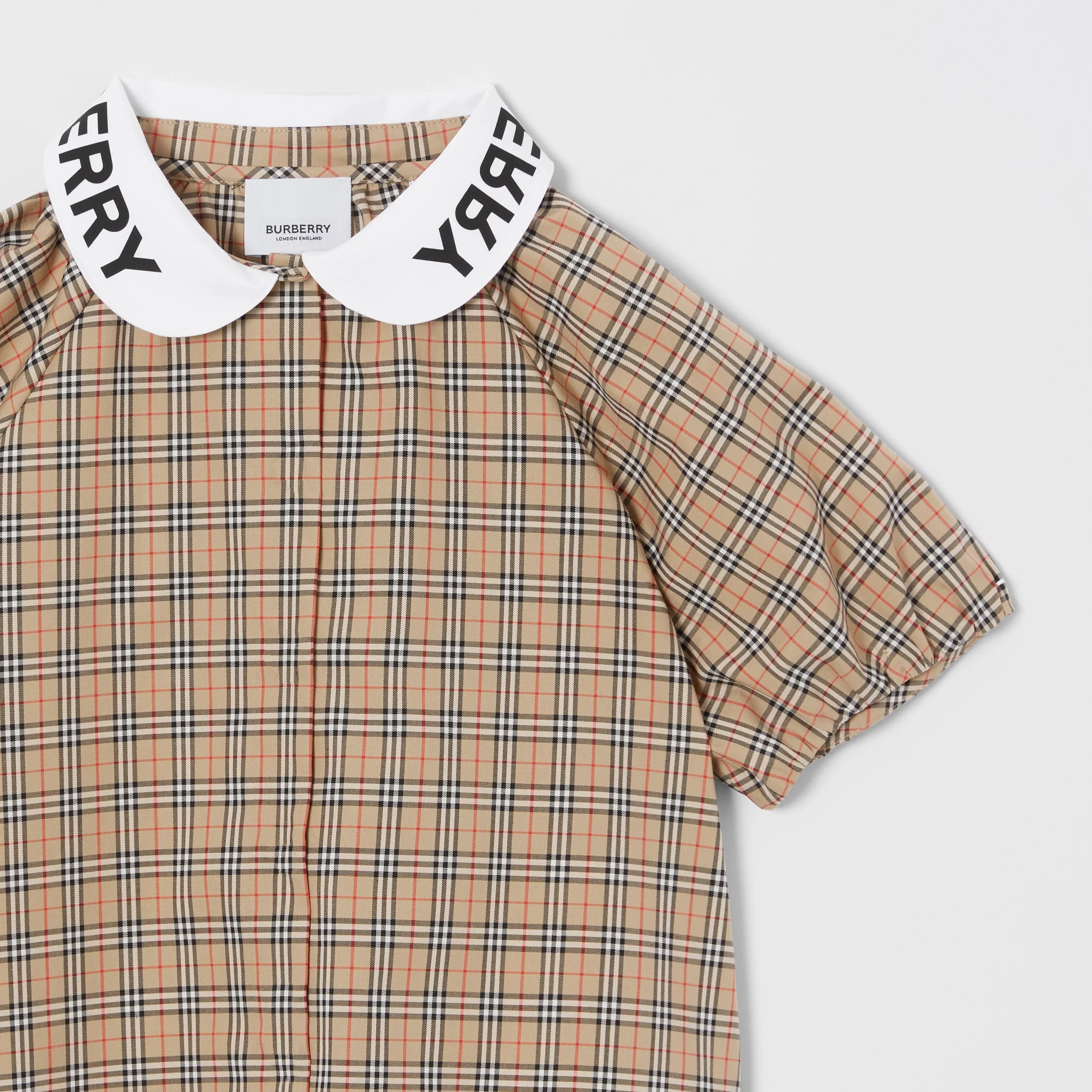Girls Beige Check Cotton Shirt