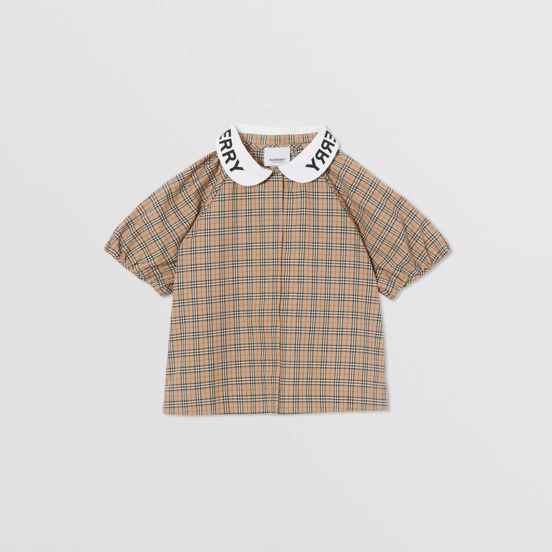 Girls Beige Check Cotton Shirt