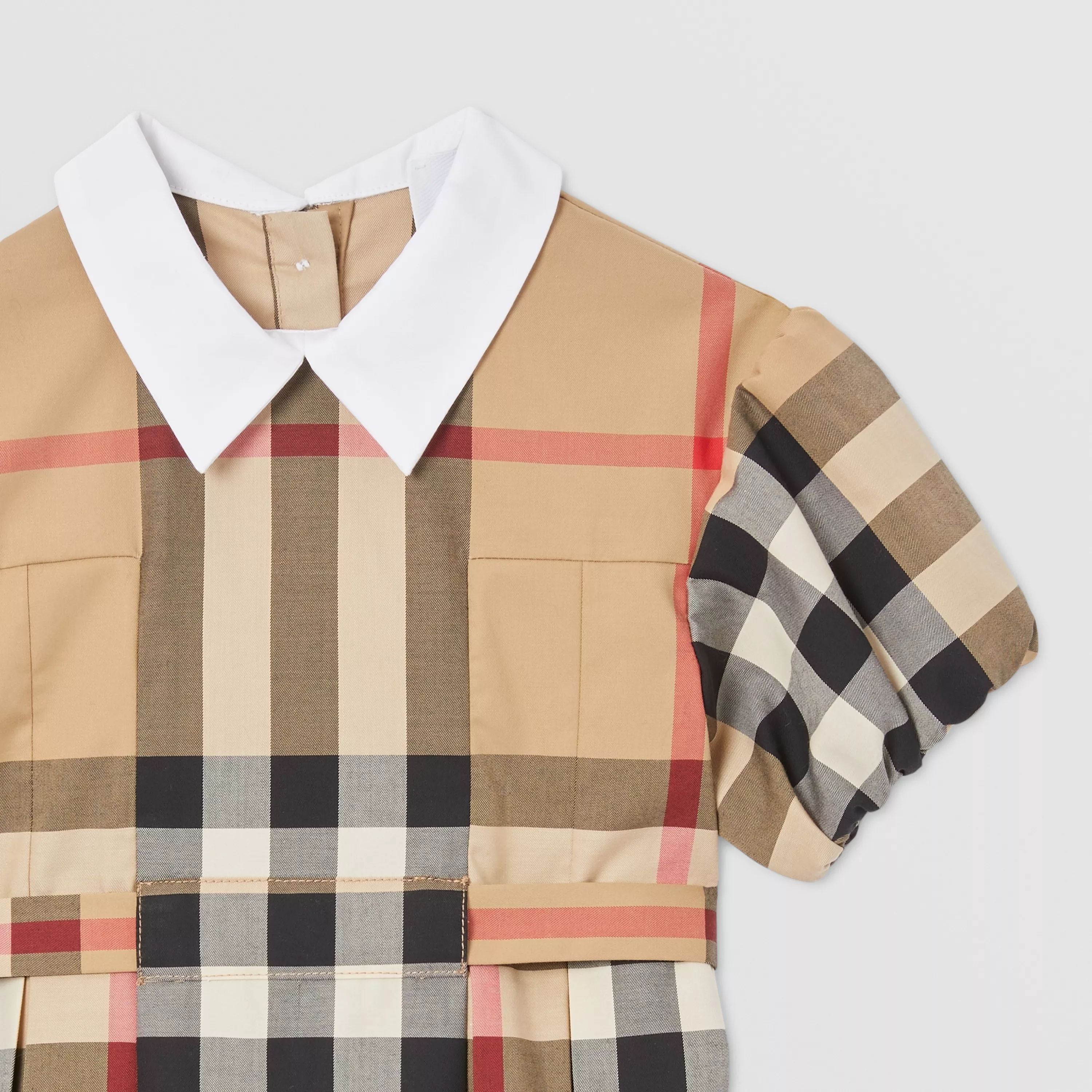 Baby Girls Beige Check Cotton Dress