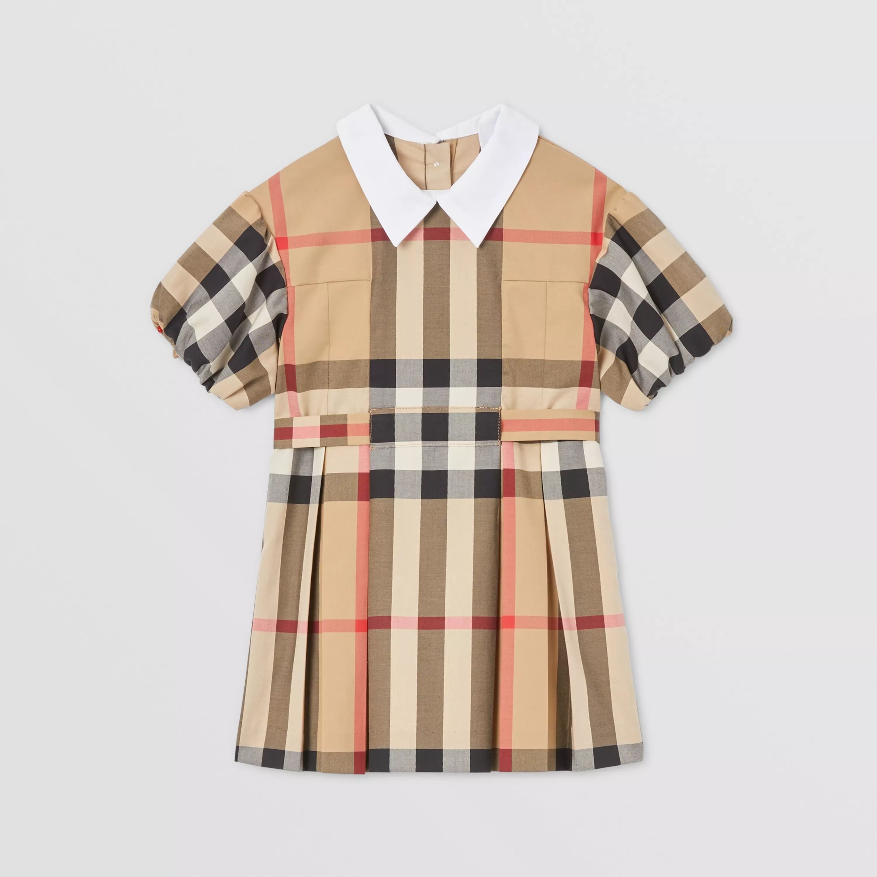Baby Girls Beige Check Cotton Dress