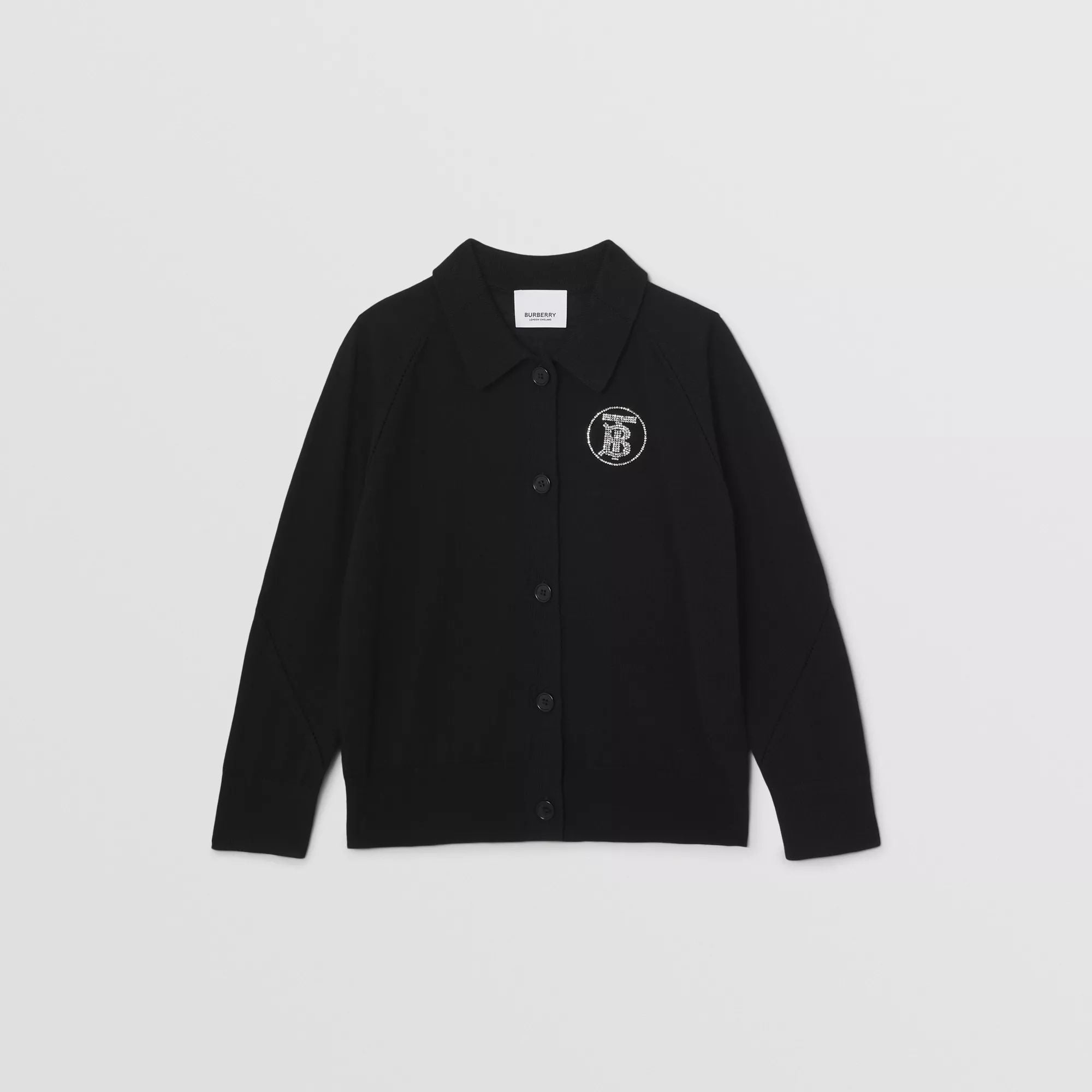Girls Black Logo Wool Cardigan