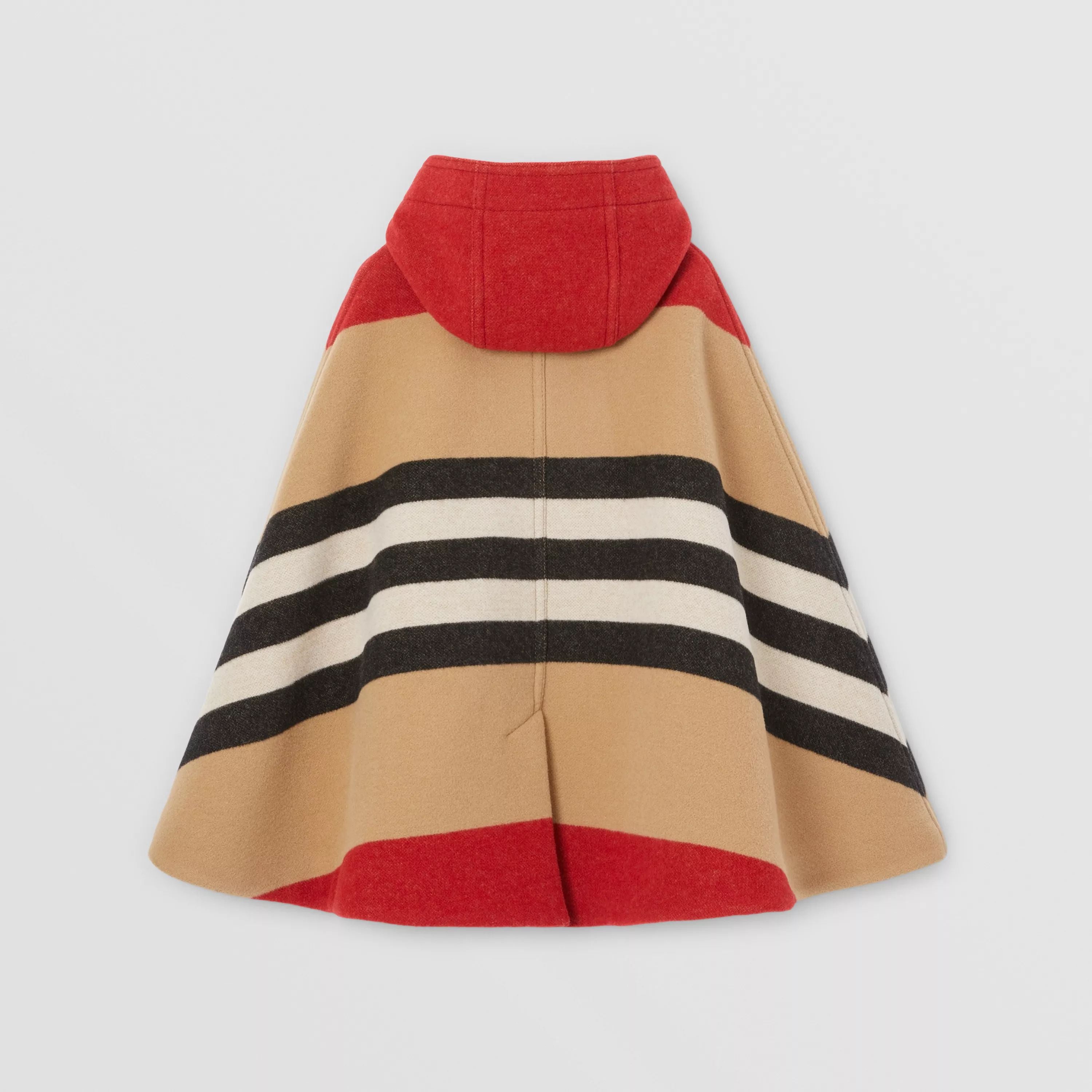 Girls Beige Stripes Wool Cape
