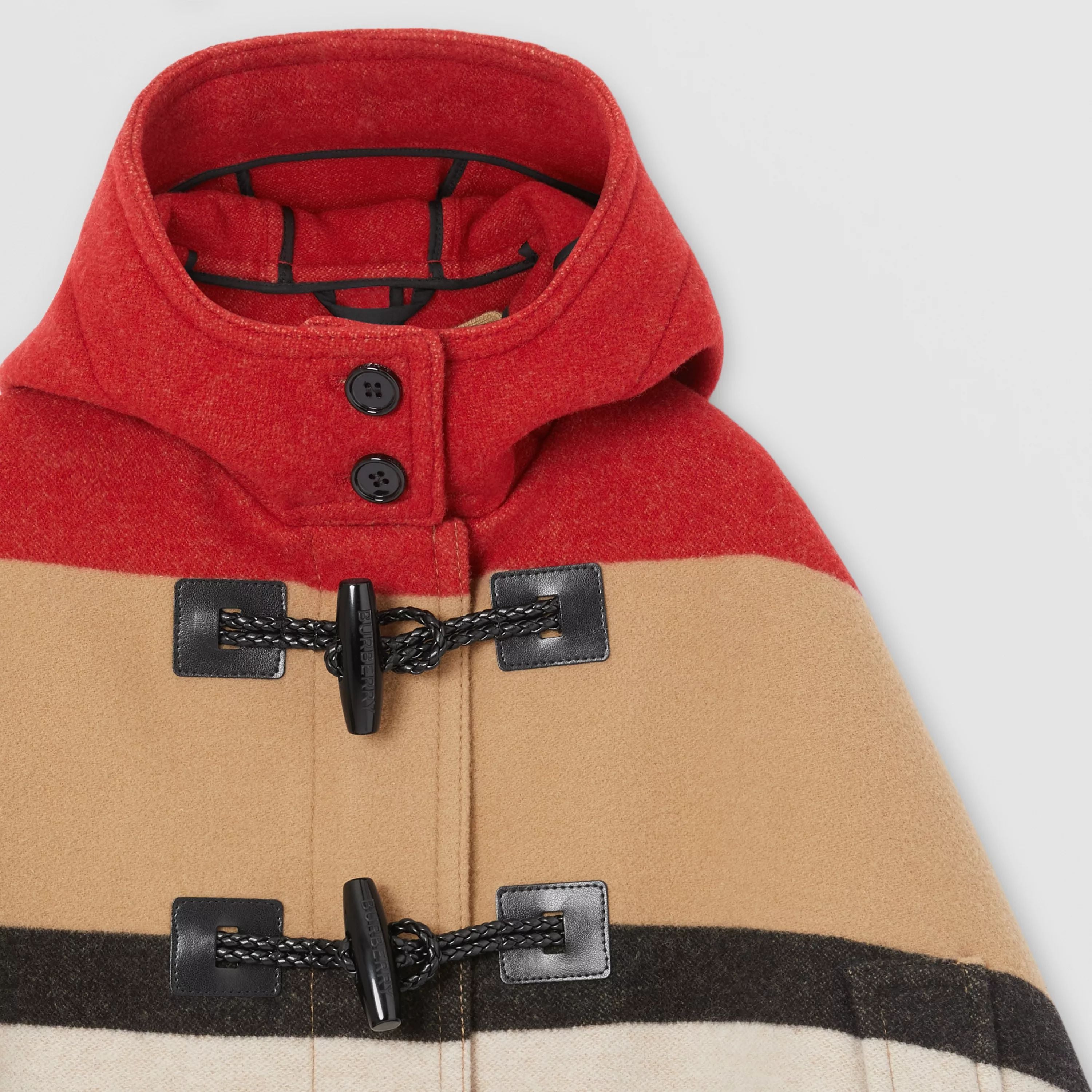 Girls Beige Stripes Wool Cape