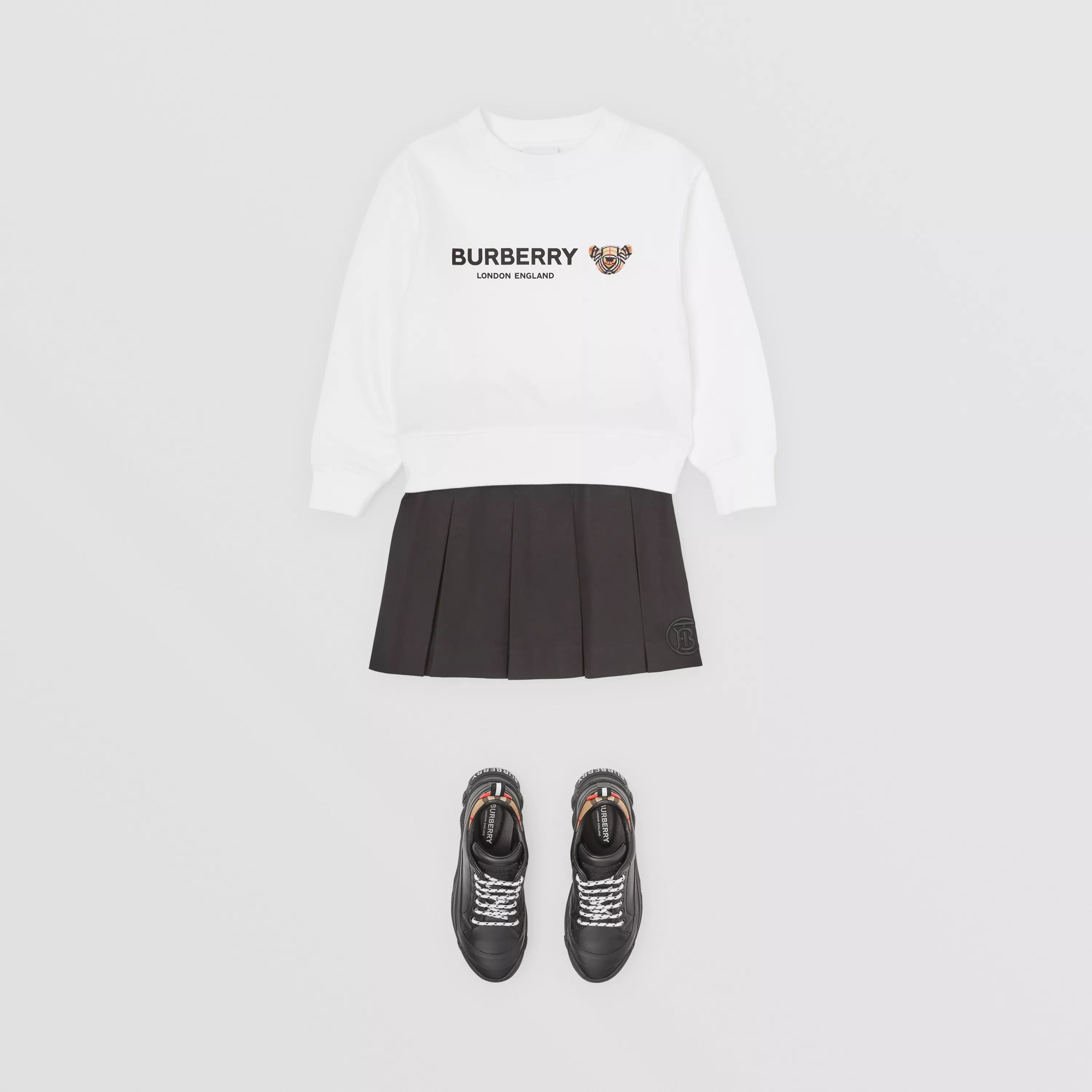Girls White Logo Cotton Sweatshirt