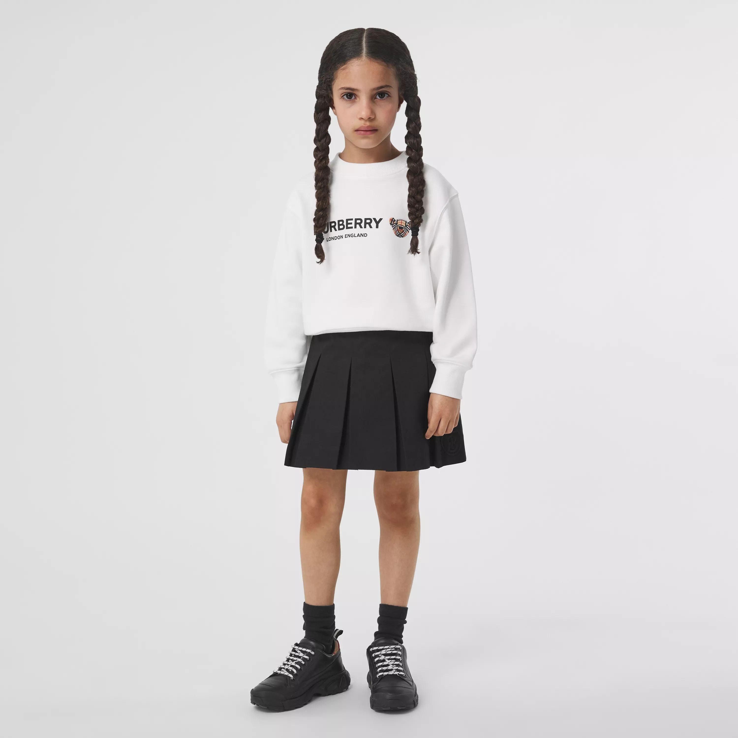 Girls White Logo Cotton Sweatshirt