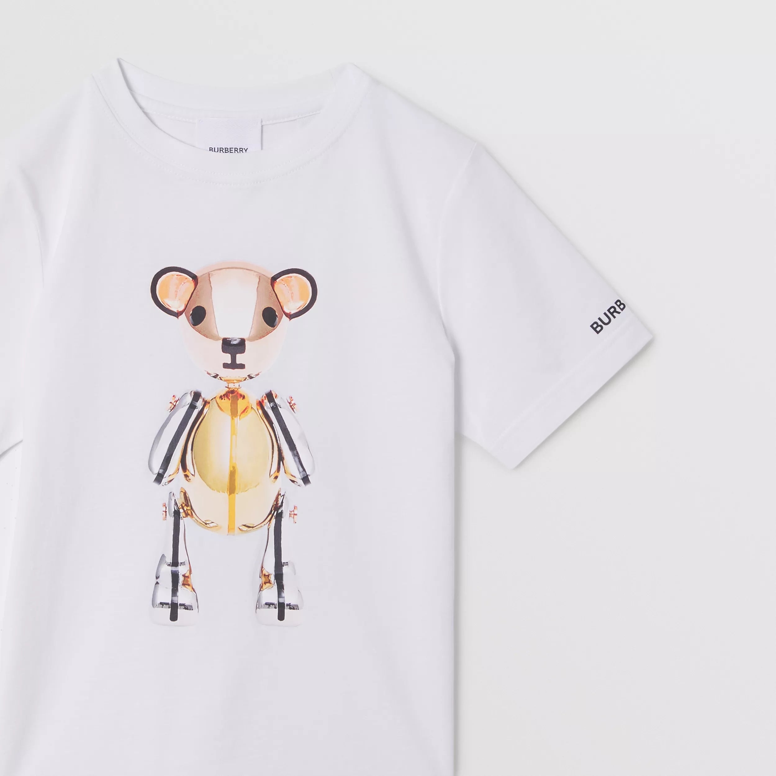 Girls White Printed Cotton T-Shirt