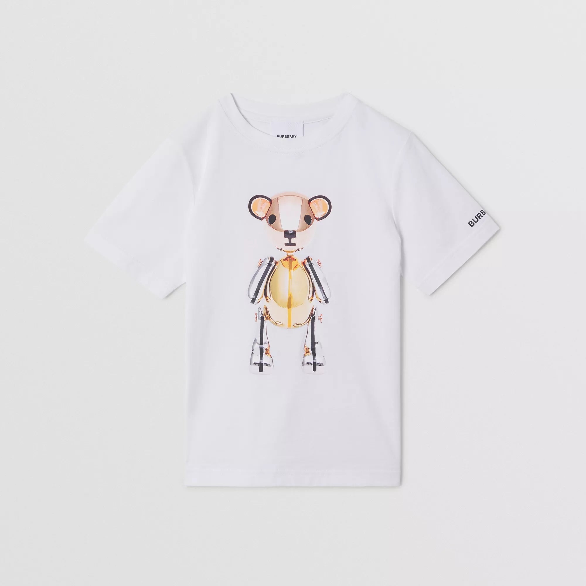 Girls White Printed Cotton T-Shirt