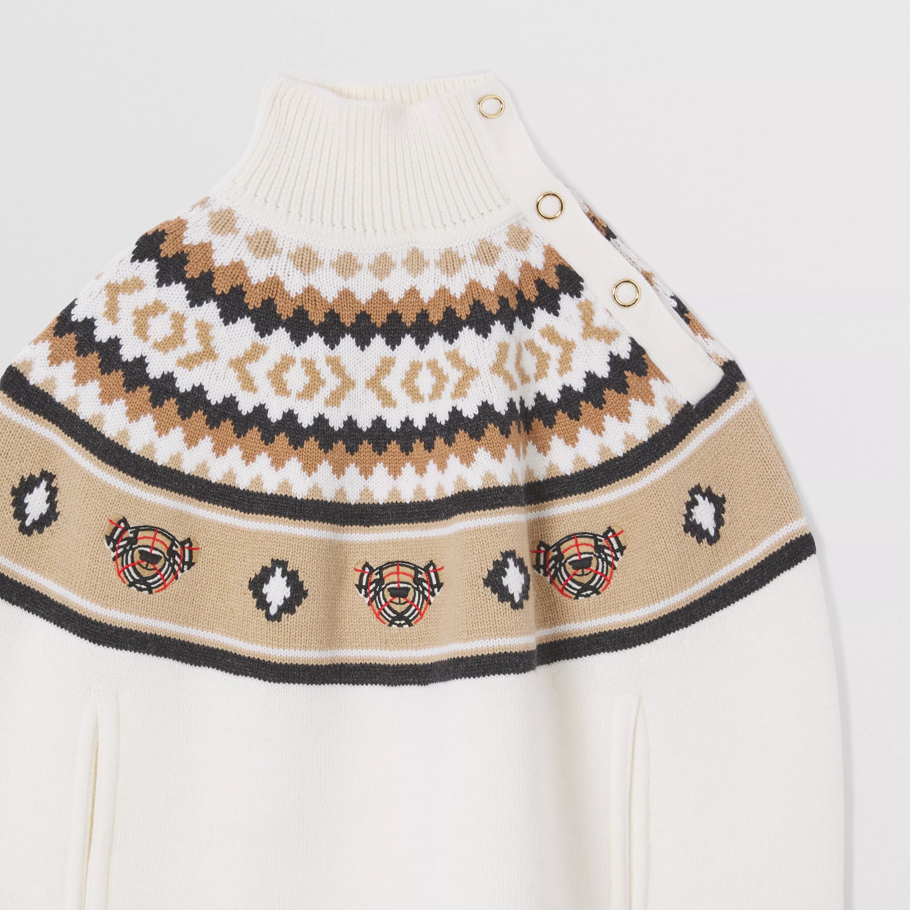 Girls Camel Embroidered Wool Cape