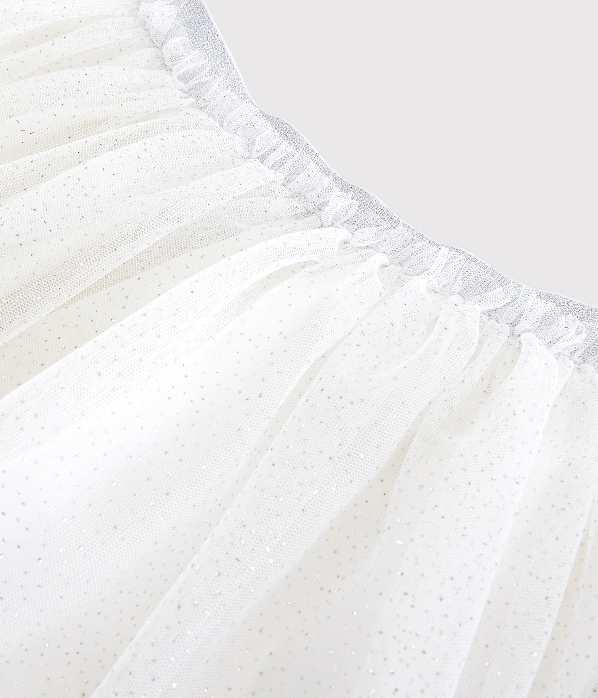 Girls White Glitter Tulle Skirt