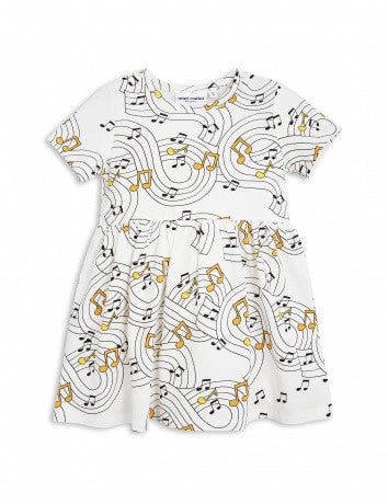 Girls Ivory Music Notes Printed Dress