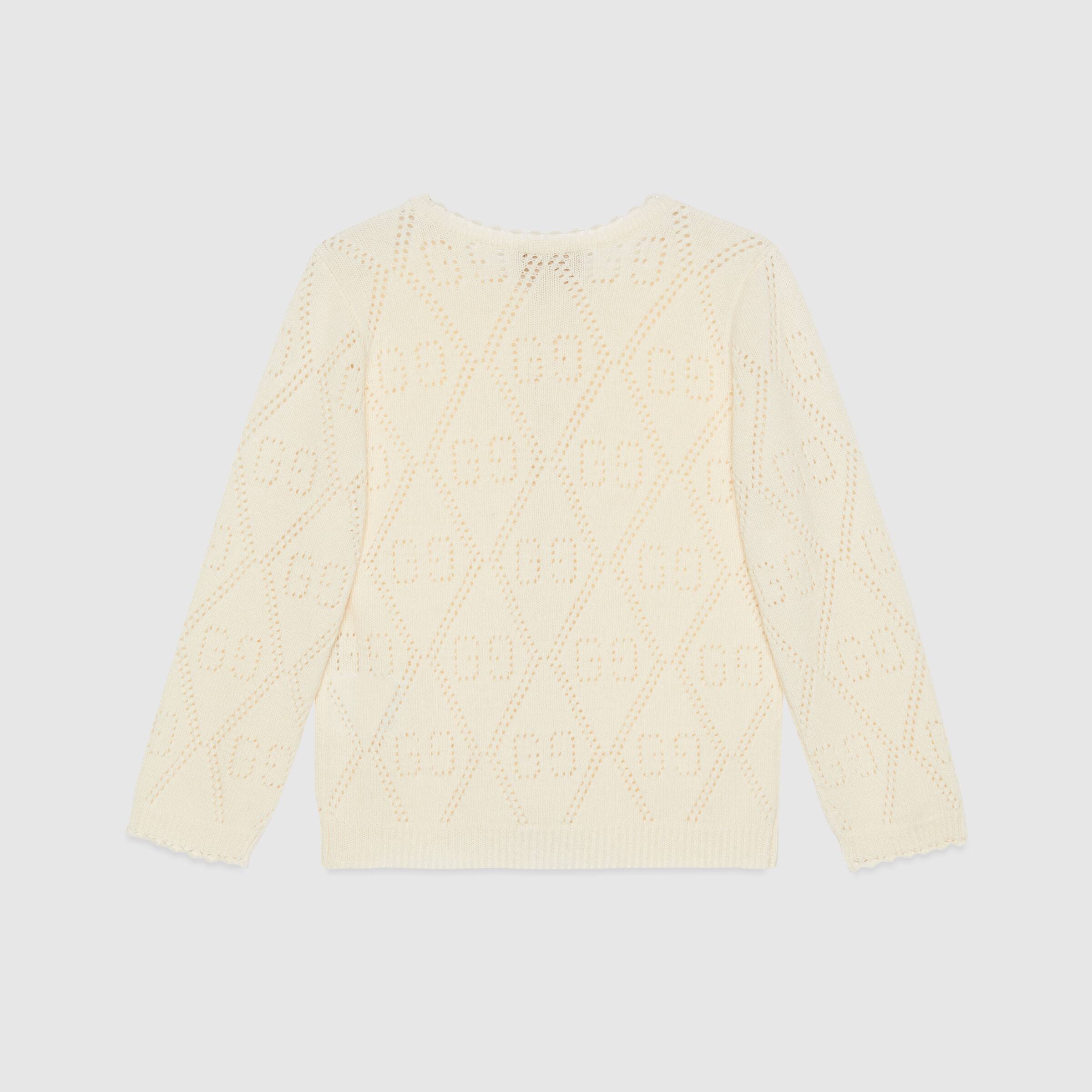 Girls White GG Wool Cardigan