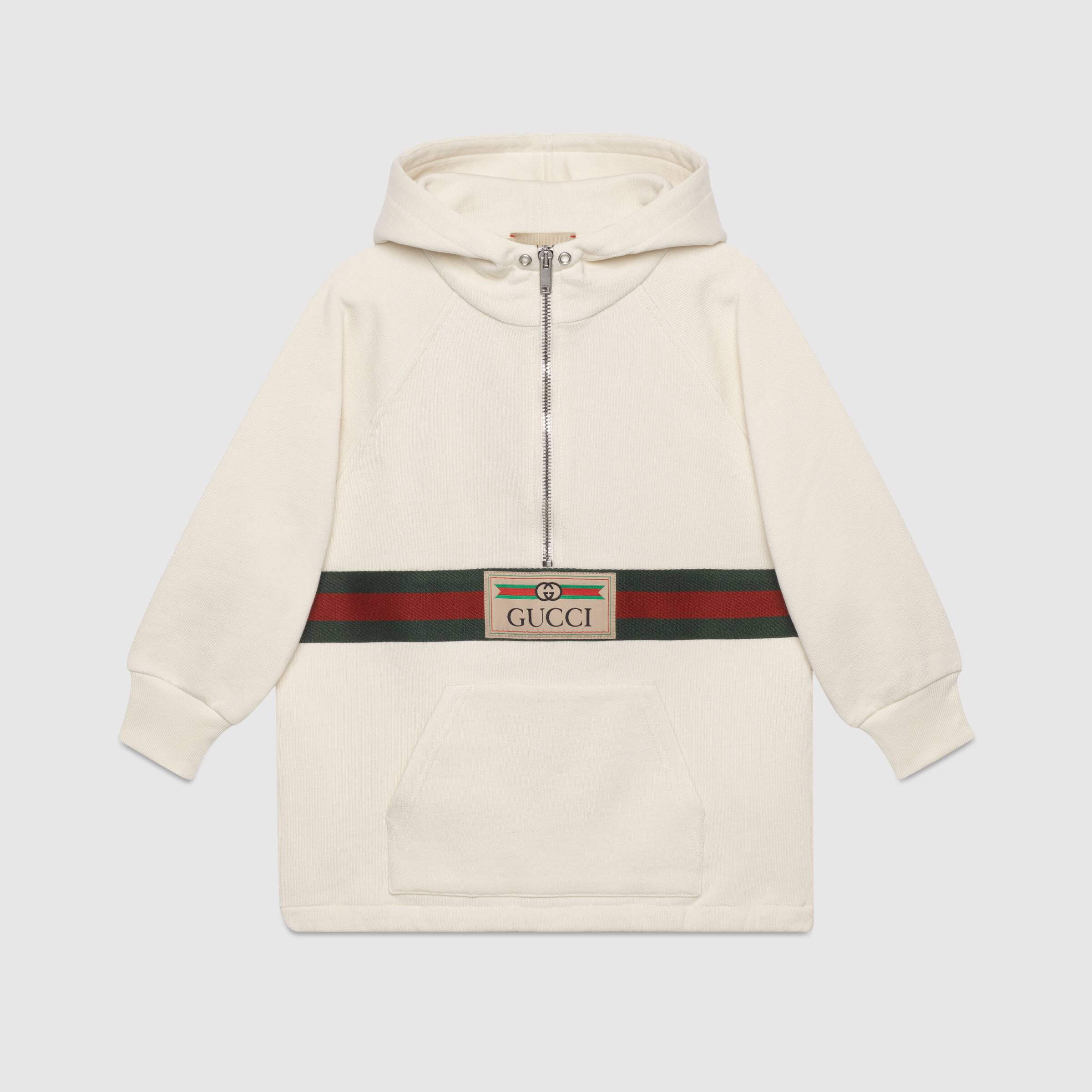 Boys White Hooded Cotton Sweatshirt